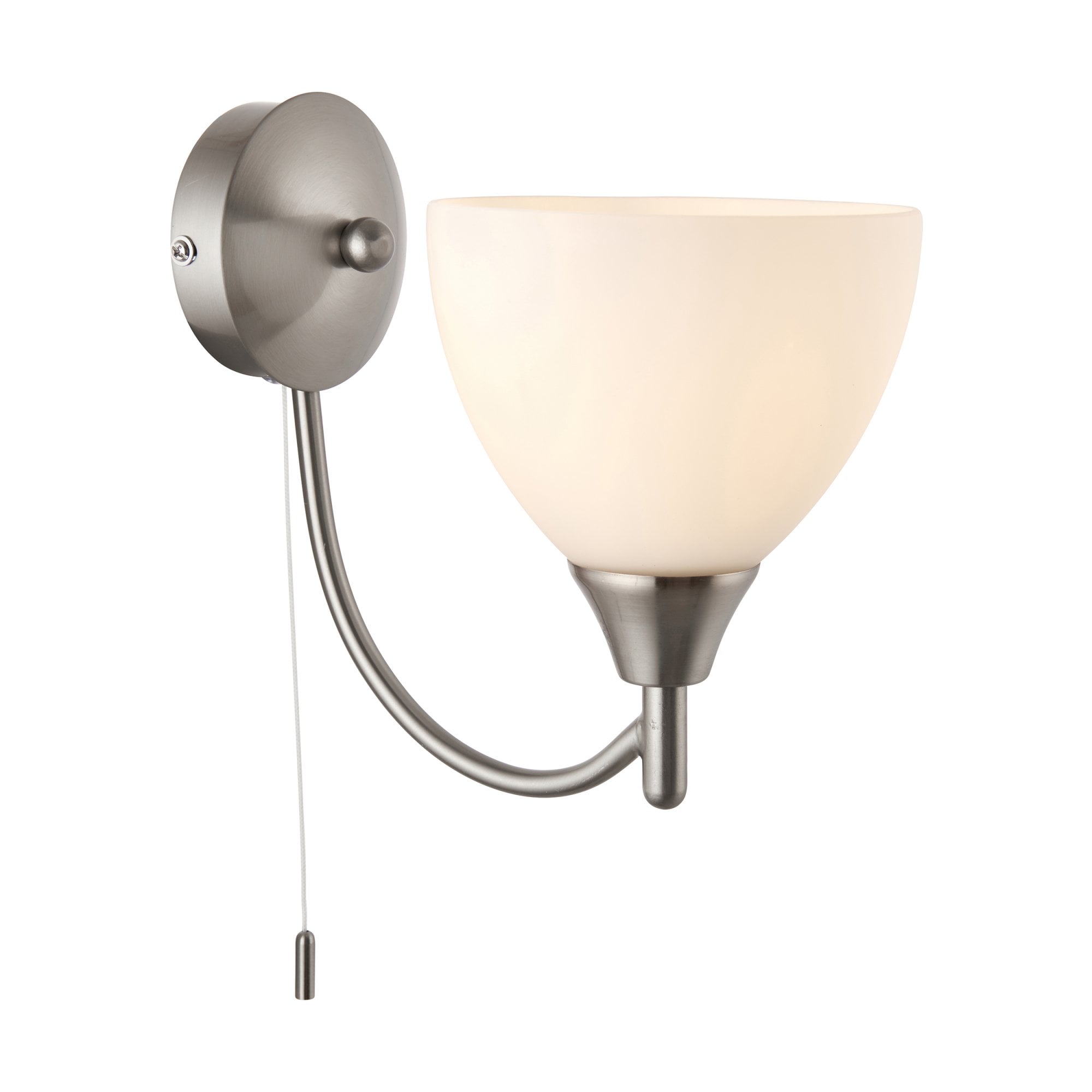 Endon Alton Single Light Wall Light - Satin Chrome Plate & Matt Opal Glass
