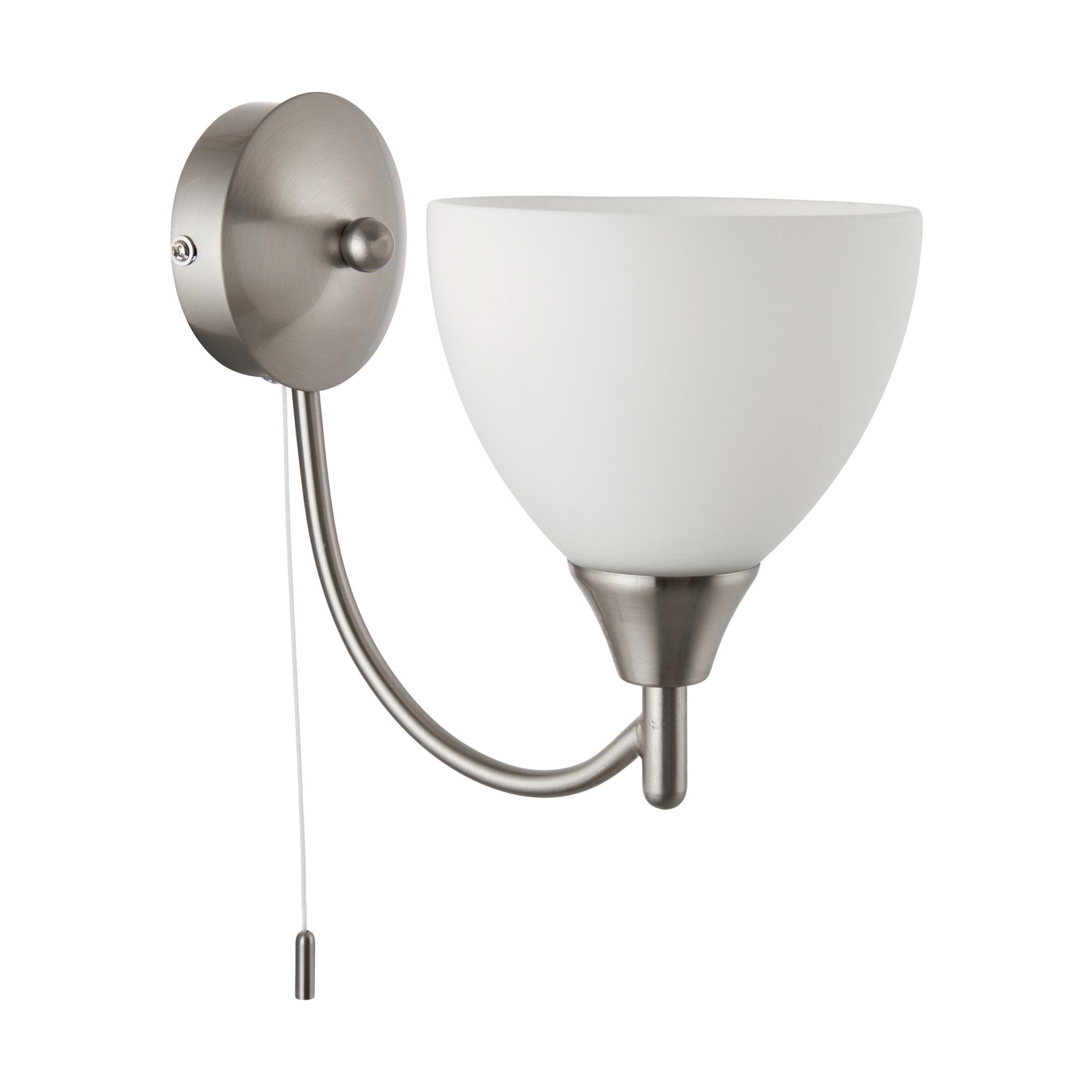 Endon Alton Single Light Wall Light - Satin Chrome Plate & Matt Opal Glass