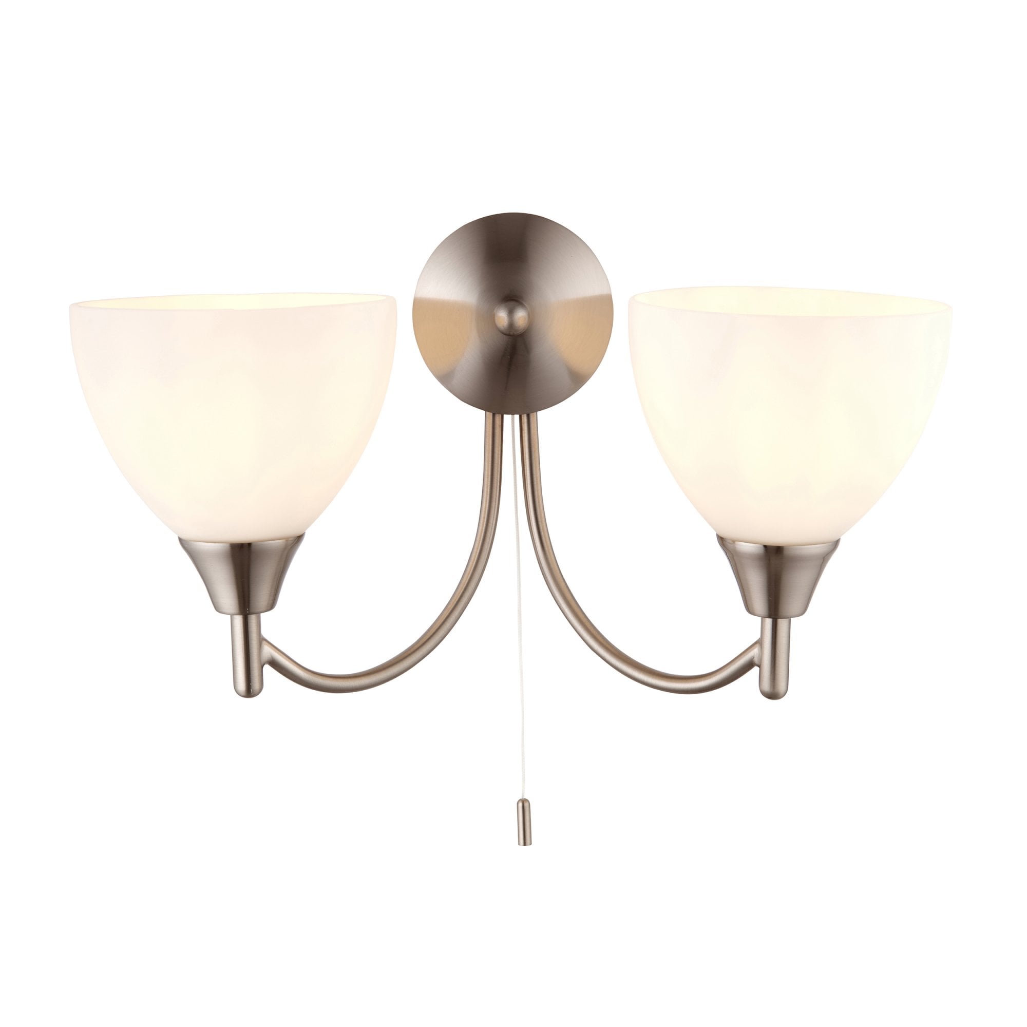 Endon Alton 2 Light Wall Light - Satin Chrome Plate & Matt Opal Glass