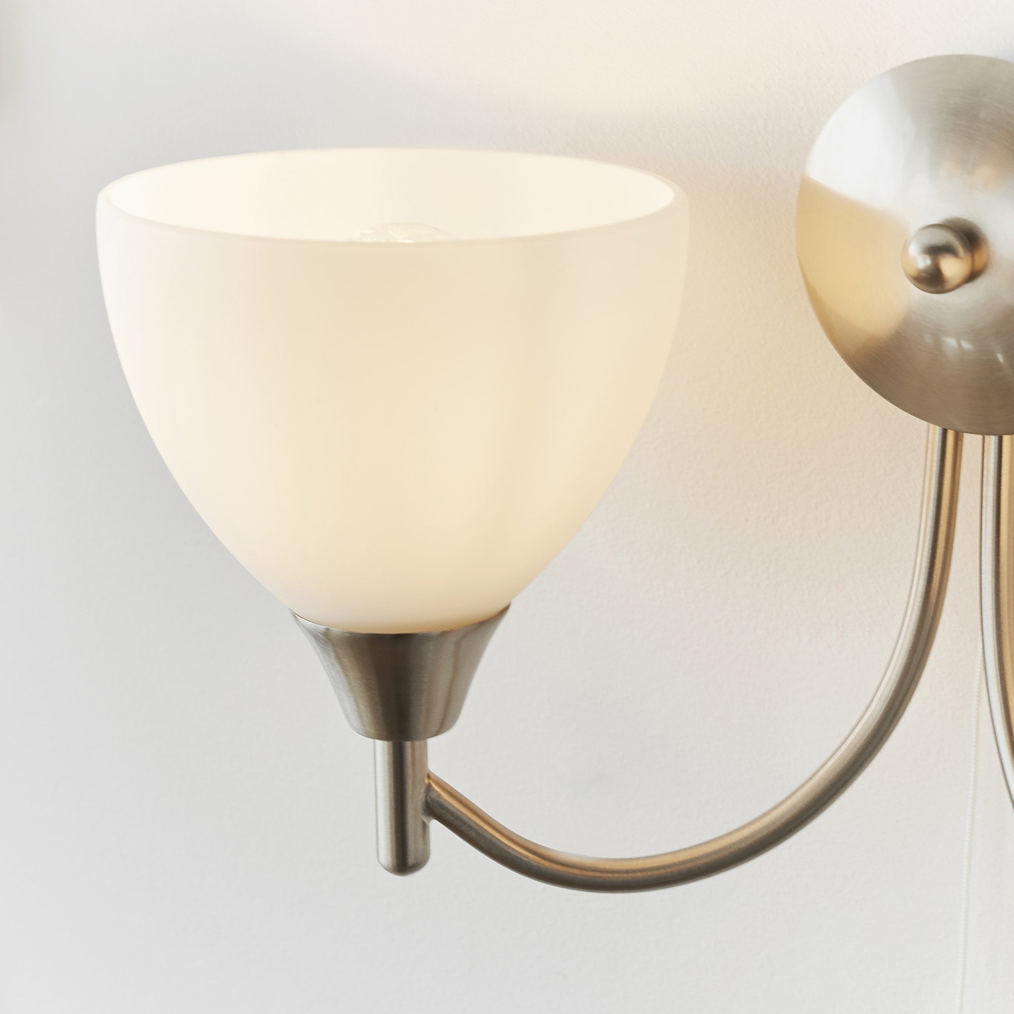 Endon Alton 2 Light Wall Light - Satin Chrome Plate & Matt Opal Glass