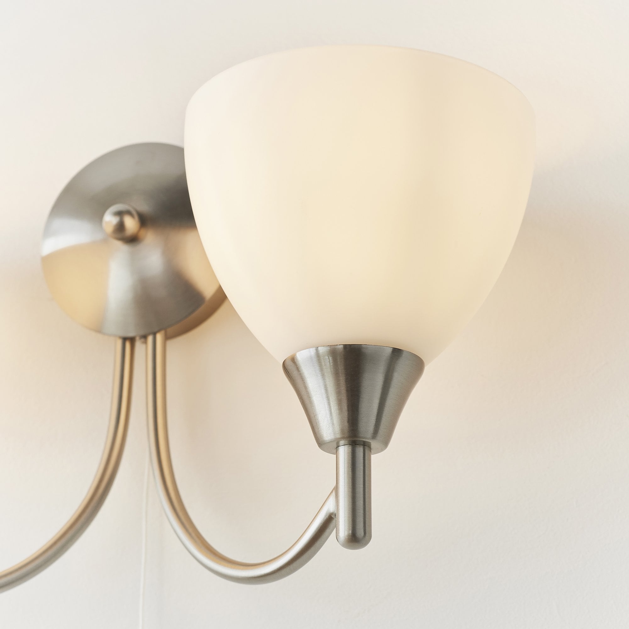 Endon Alton 2 Light Wall Light - Satin Chrome Plate & Matt Opal Glass