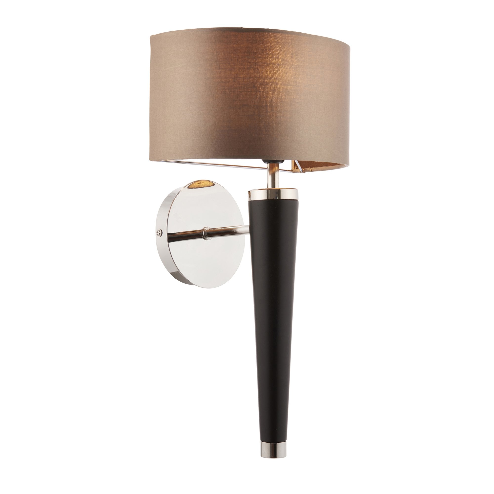 Endon Corvina Single Light Wall Light - Dark Wood & Mink Fabric