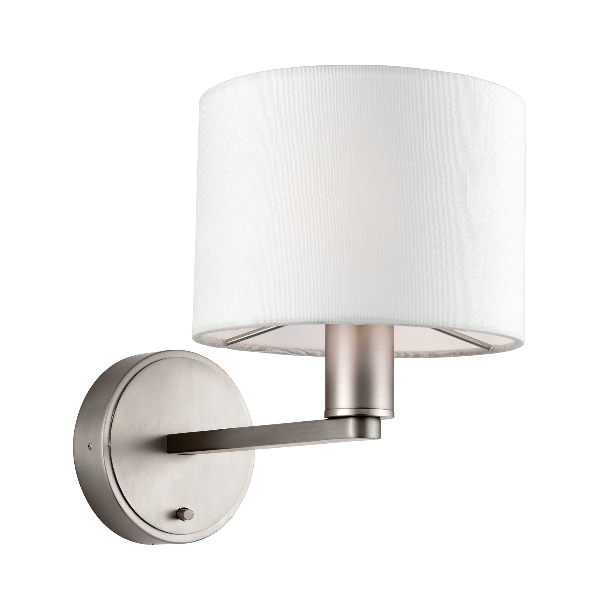 Endon Daley Single Wall Light - Matt Nickel & Vintage White Faux Silk