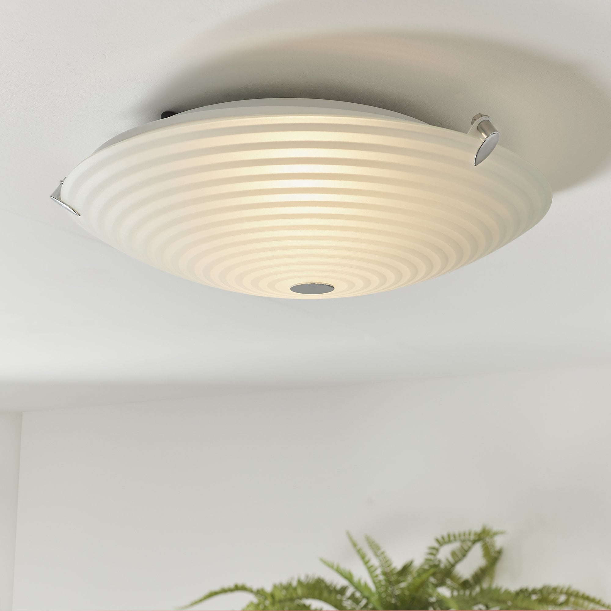 Endon Roundel 2 Light Flush Fitting -  Frosted/Clear Glass & Chrome Plate