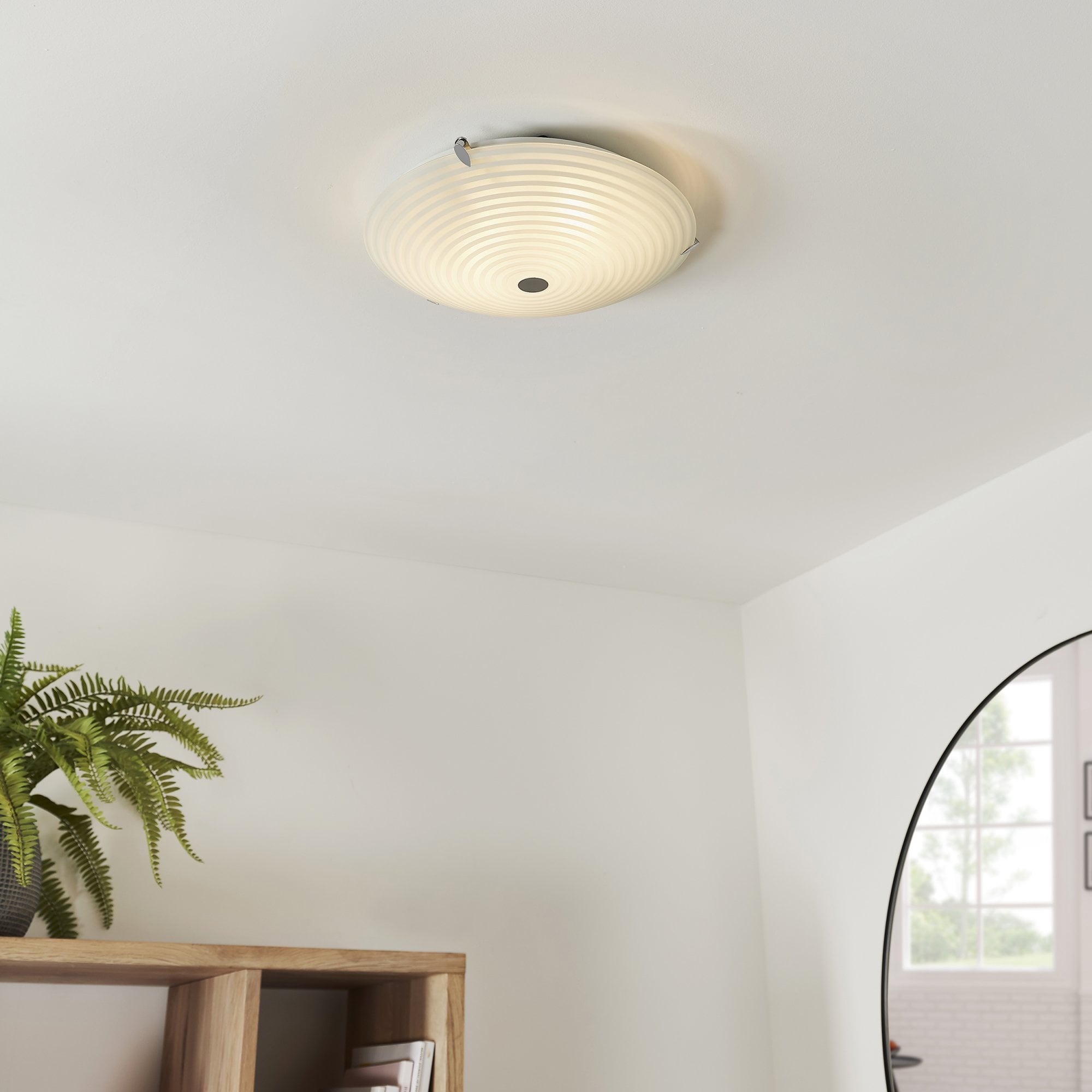 Endon Roundel 2 Light Flush Fitting -  Frosted/Clear Glass & Chrome Plate