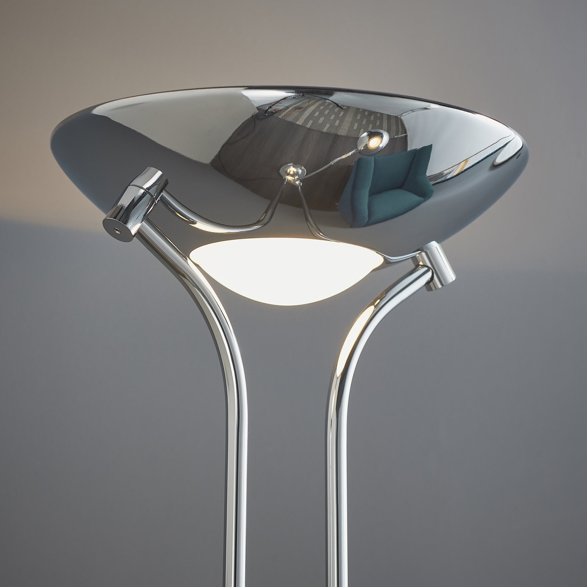Endon Rome Single Light Floor Lamp  - Chrome Plate & Opal Glass
