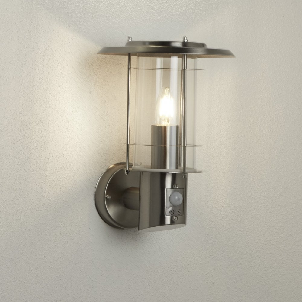 Searchlight Easby Outdoor Wall Light with Sensor - Stainless Steel - IP44