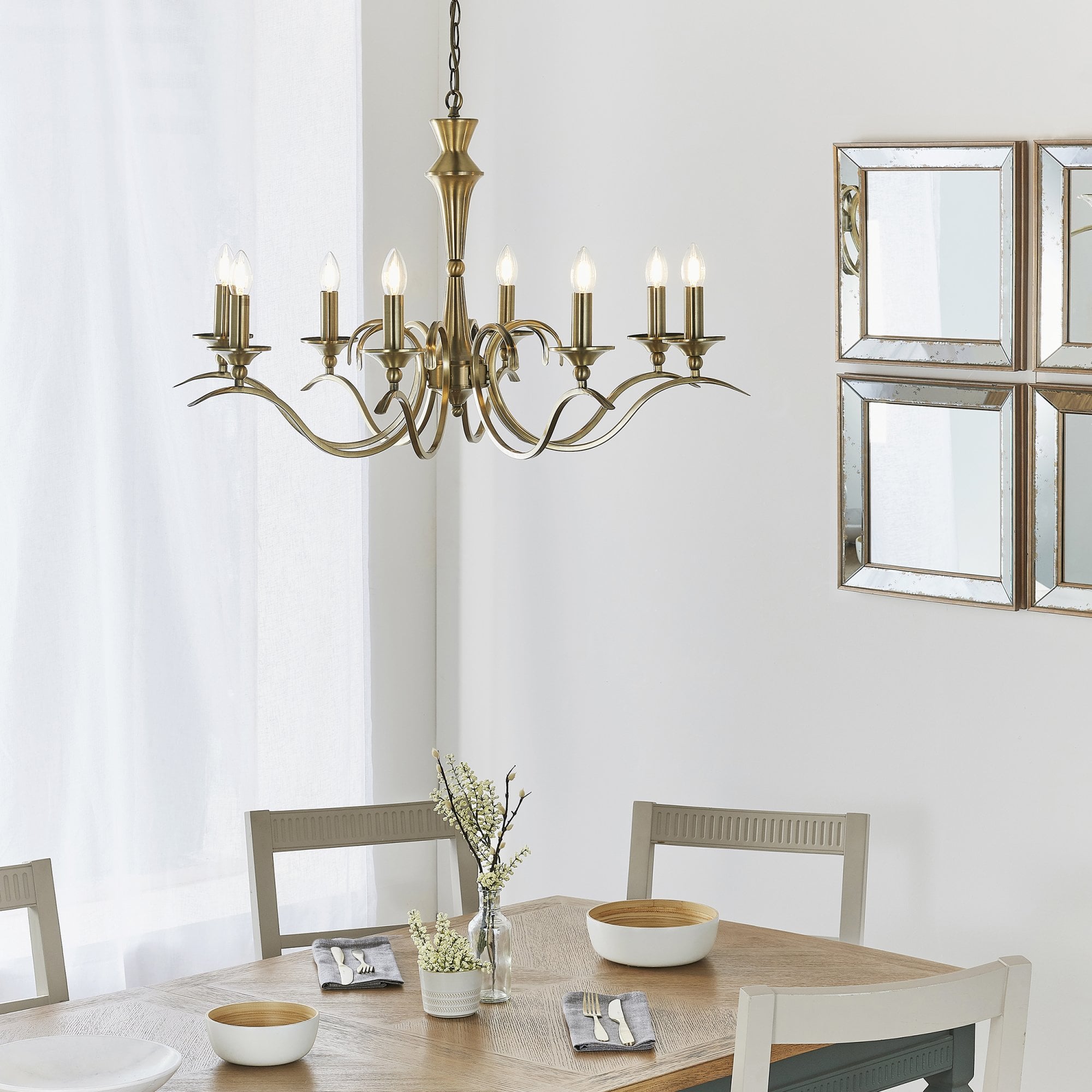 Endon Kora 8 Light Pendant - Antique Brass Plate