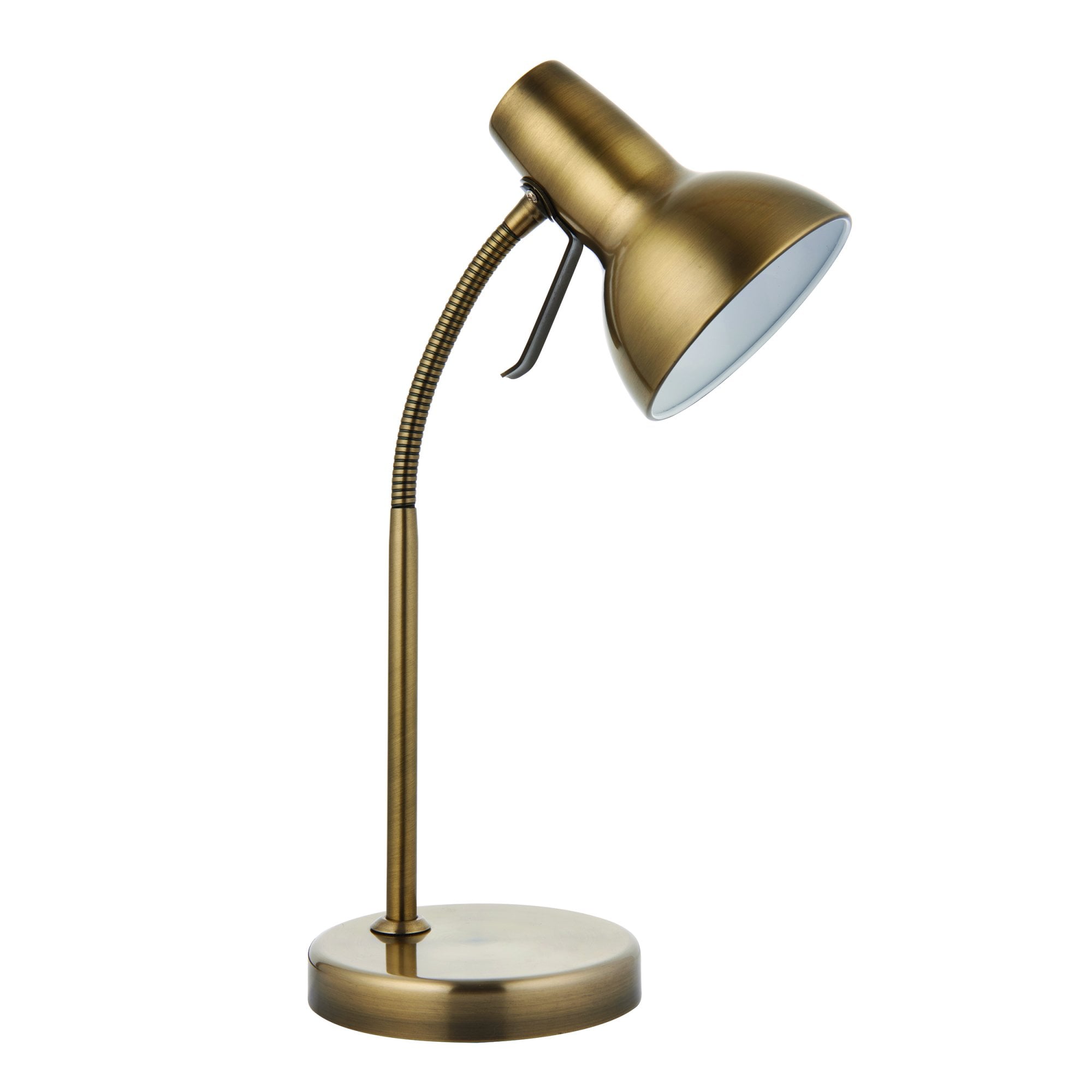 Endon Amalfi Single Light USB Table Lamp - Antique Brass Plate & Gloss White