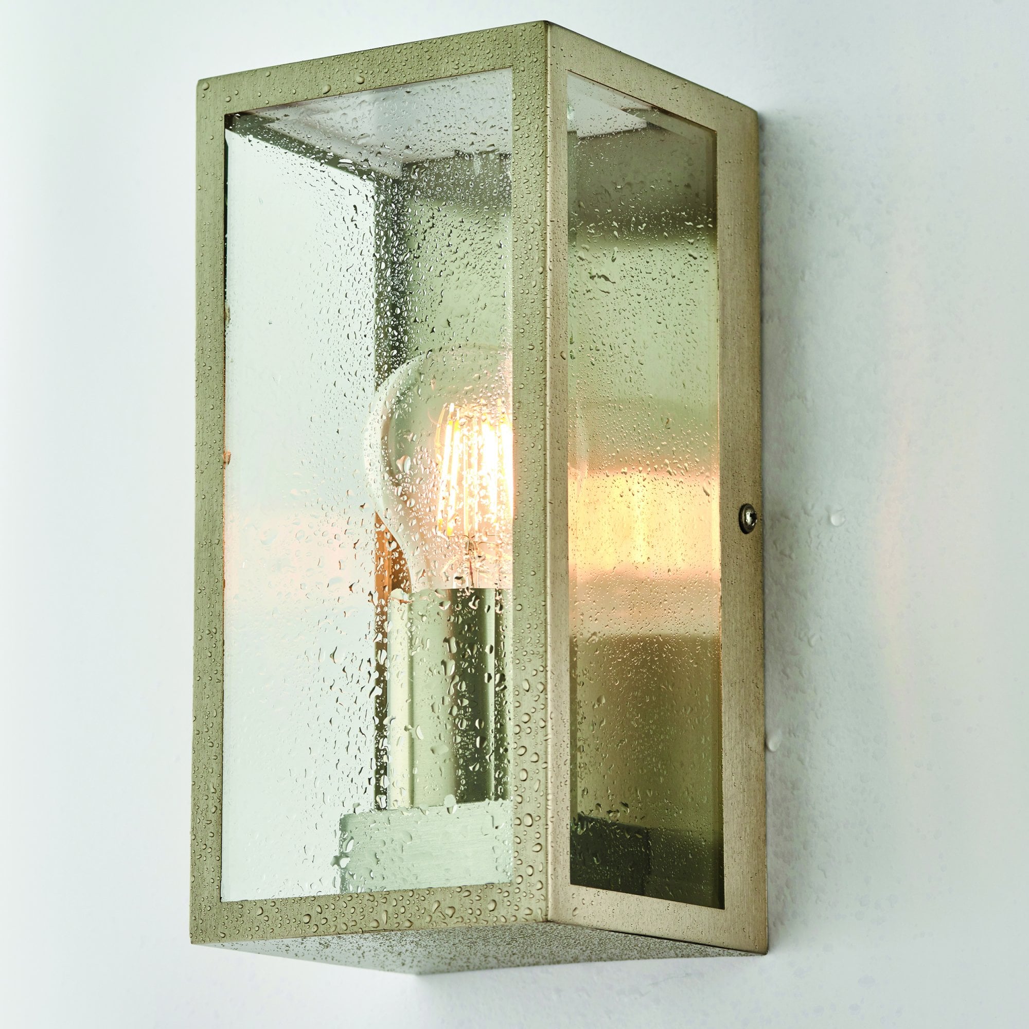 Endon Oxford Single Light Wall Fitting - Brushed Stainless Steel & Clear Glass