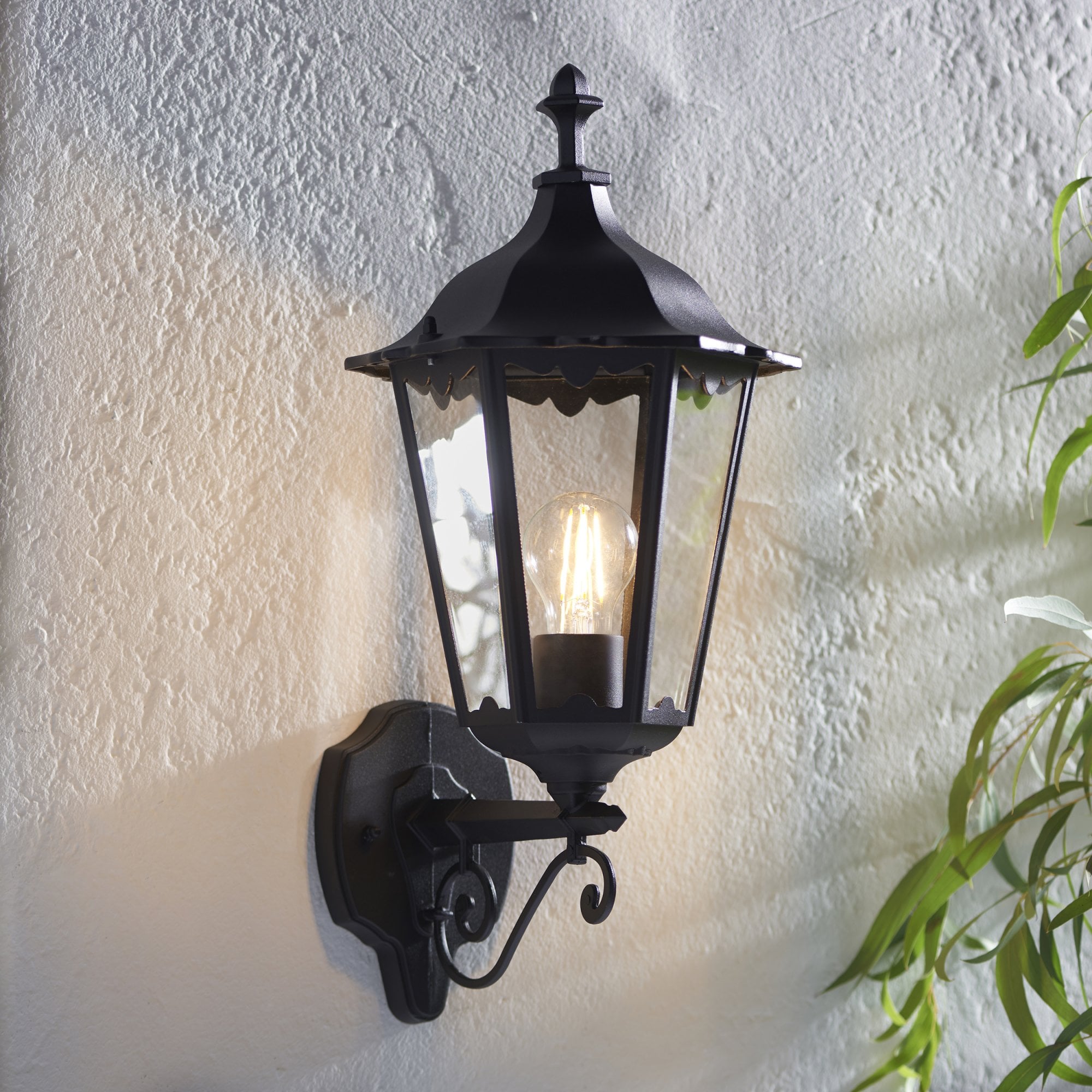 Endon Burford Single Light Wall Light  - Matt Black & Clear Glass