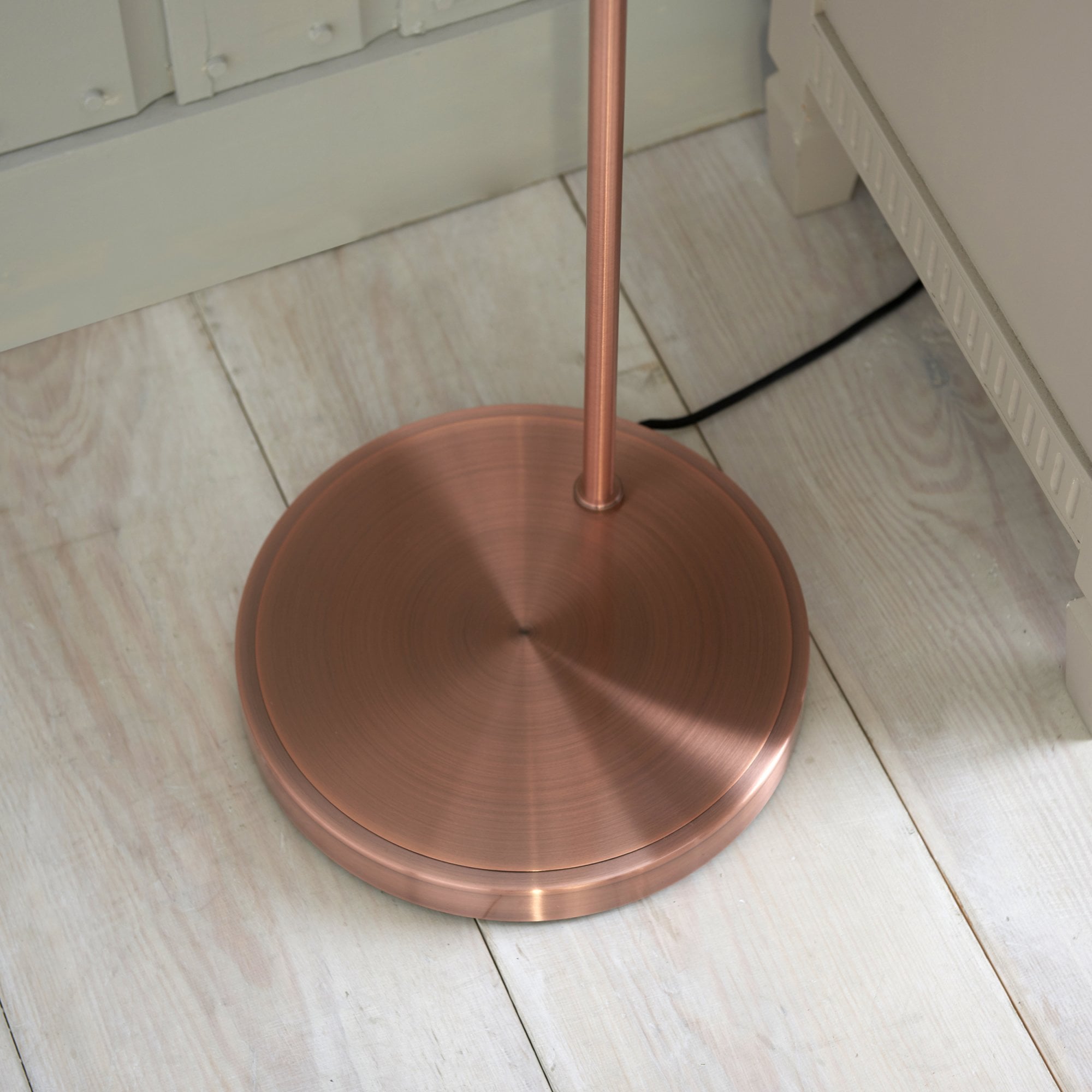 Endon Hansen Single Light Floor Lamp  - Aged Copper Plate & Clear Glass