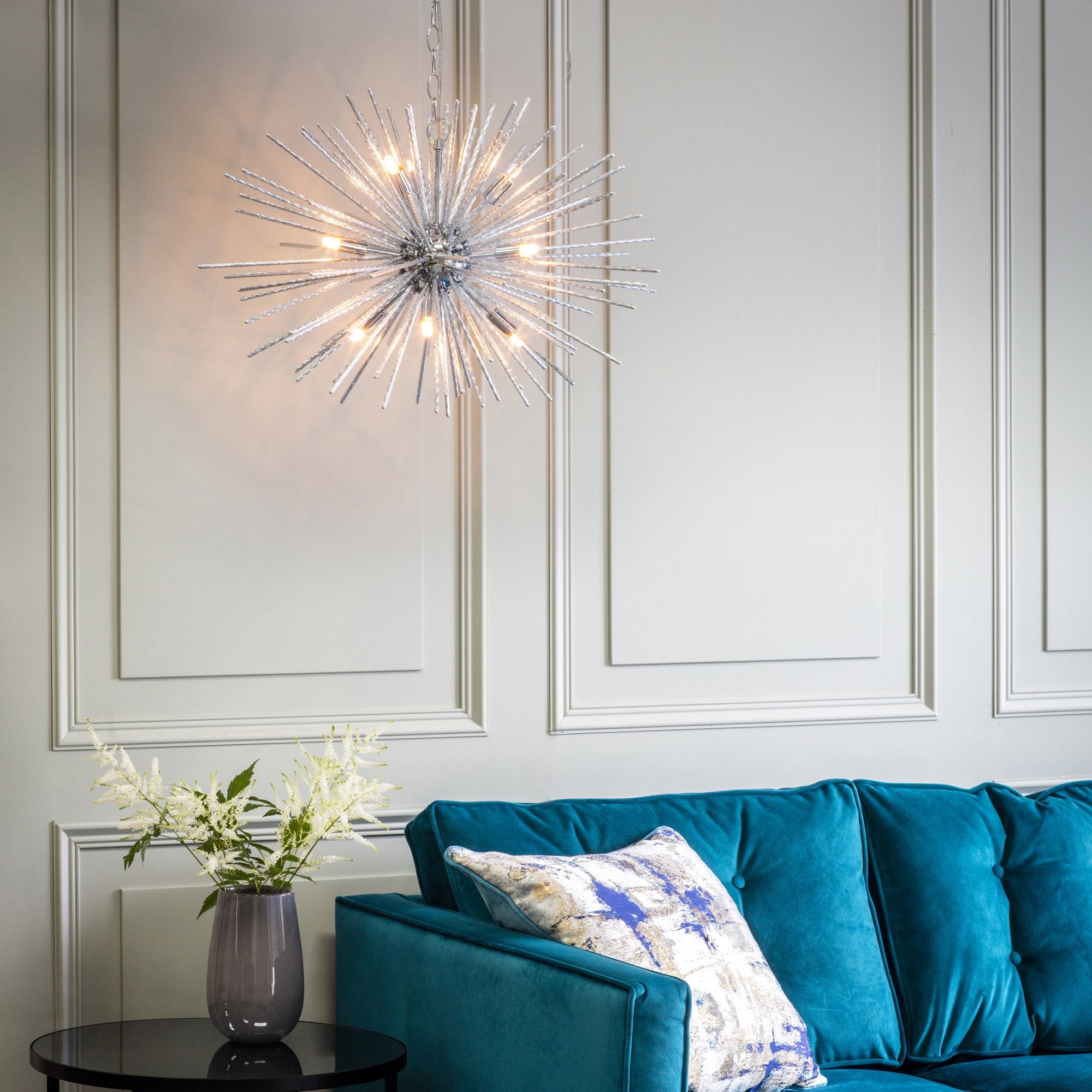Endon Lena 9 Light Pendant - Chrome Plate