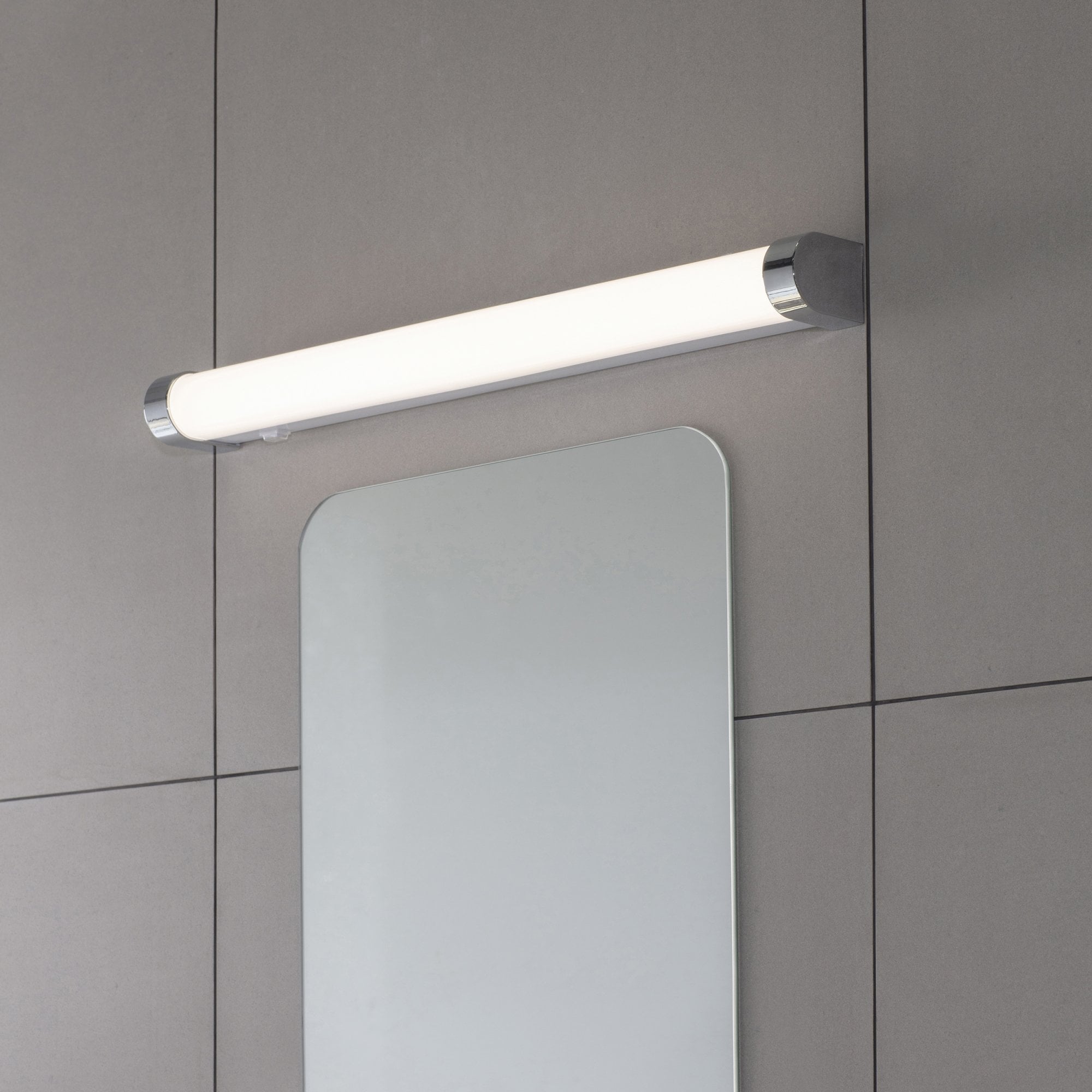 Endon Moda Single Light Wall Light - White Ribbed & Chrome Effect Plastic
