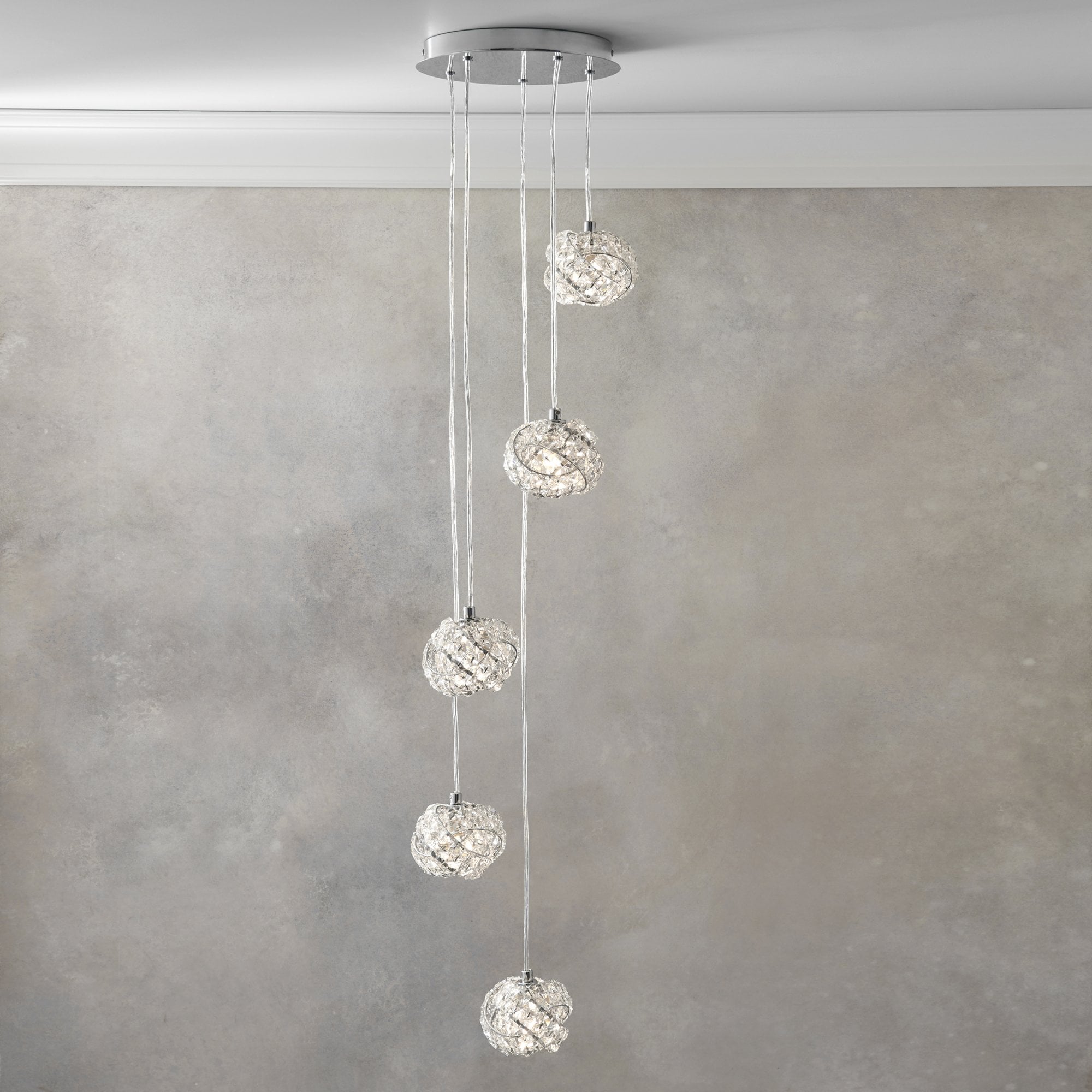 Endon Talia 5 Light Pendant  - Chrome Plate & Clear Crystal