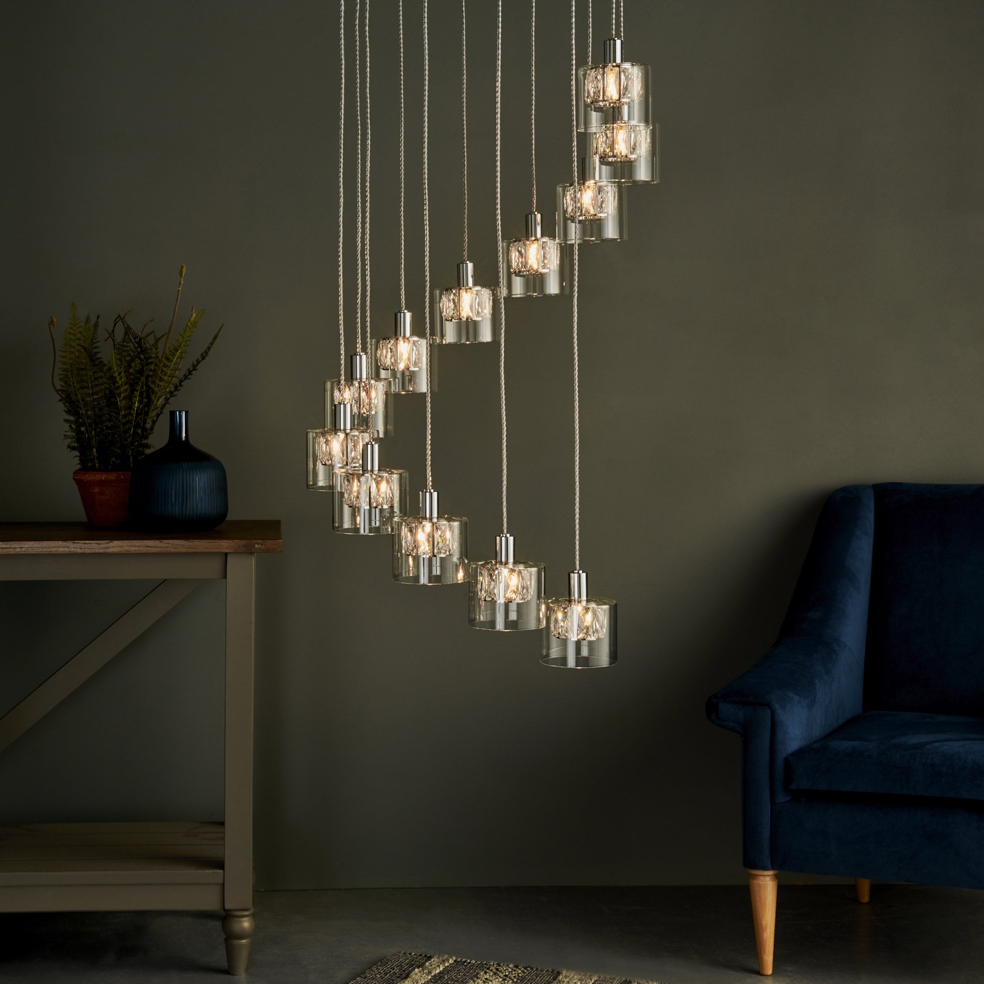 Endon Verina 12 Light Pendant  - Chrome Plate & Clear Glass