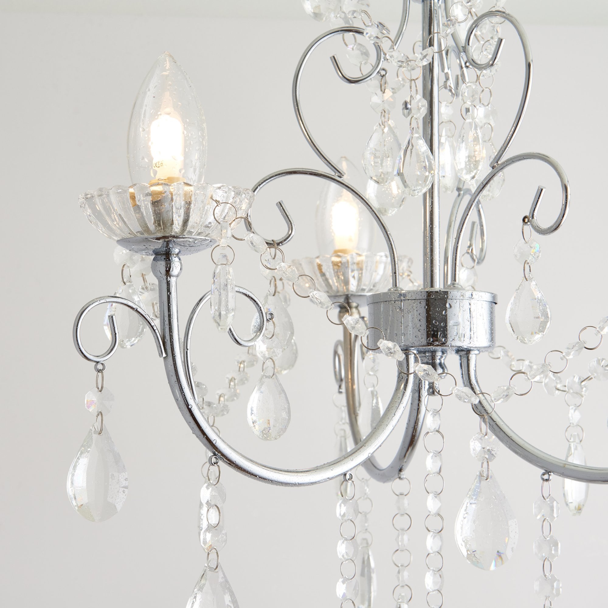 Endon Tabitha 3 Light Semi Flush Fitting - Chrome Plate & Clear Crystal