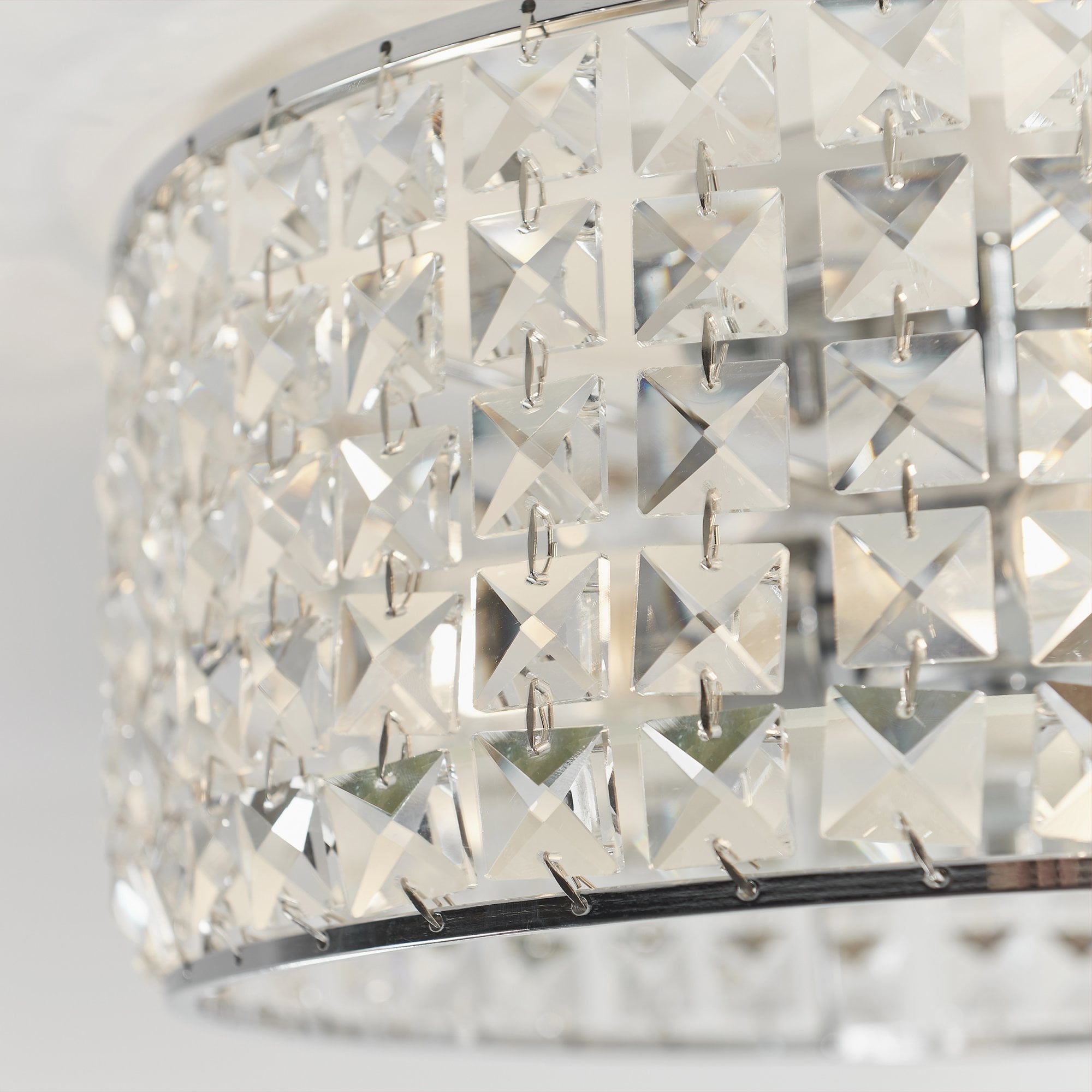 Endon Belfont 3 Light Flush Fitting - Clear Crystal & Chrome Plate