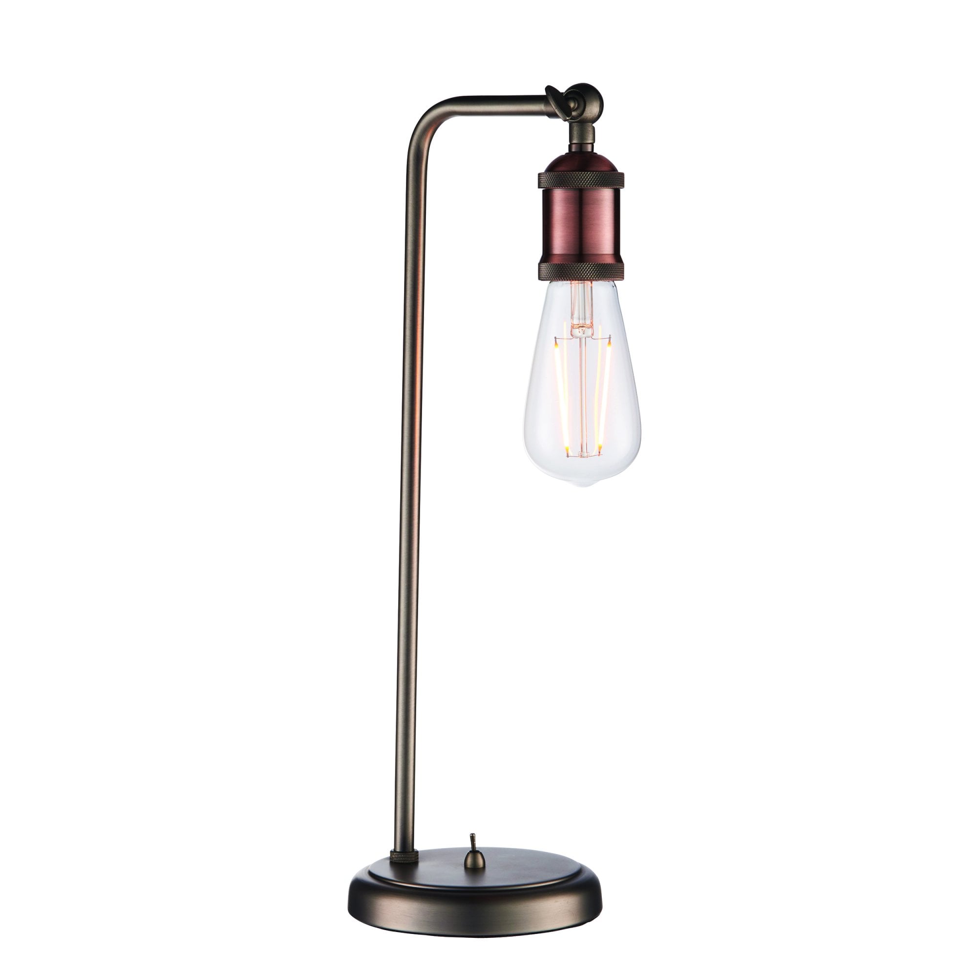 Endon Hal Single Light Arm Table Lamp - Aged Pewter & Aged Copper Plate