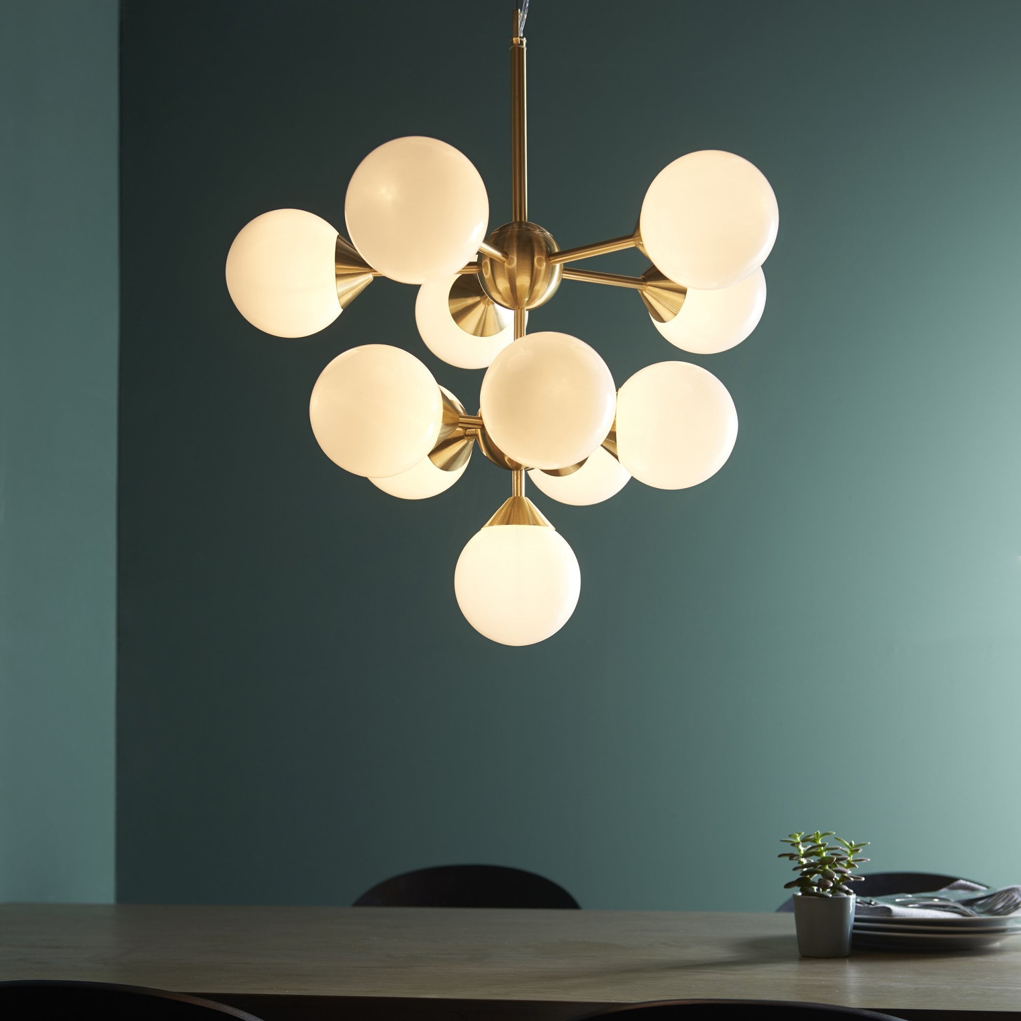 Endon Oscar 11 Light Pendant - Brushed Brass