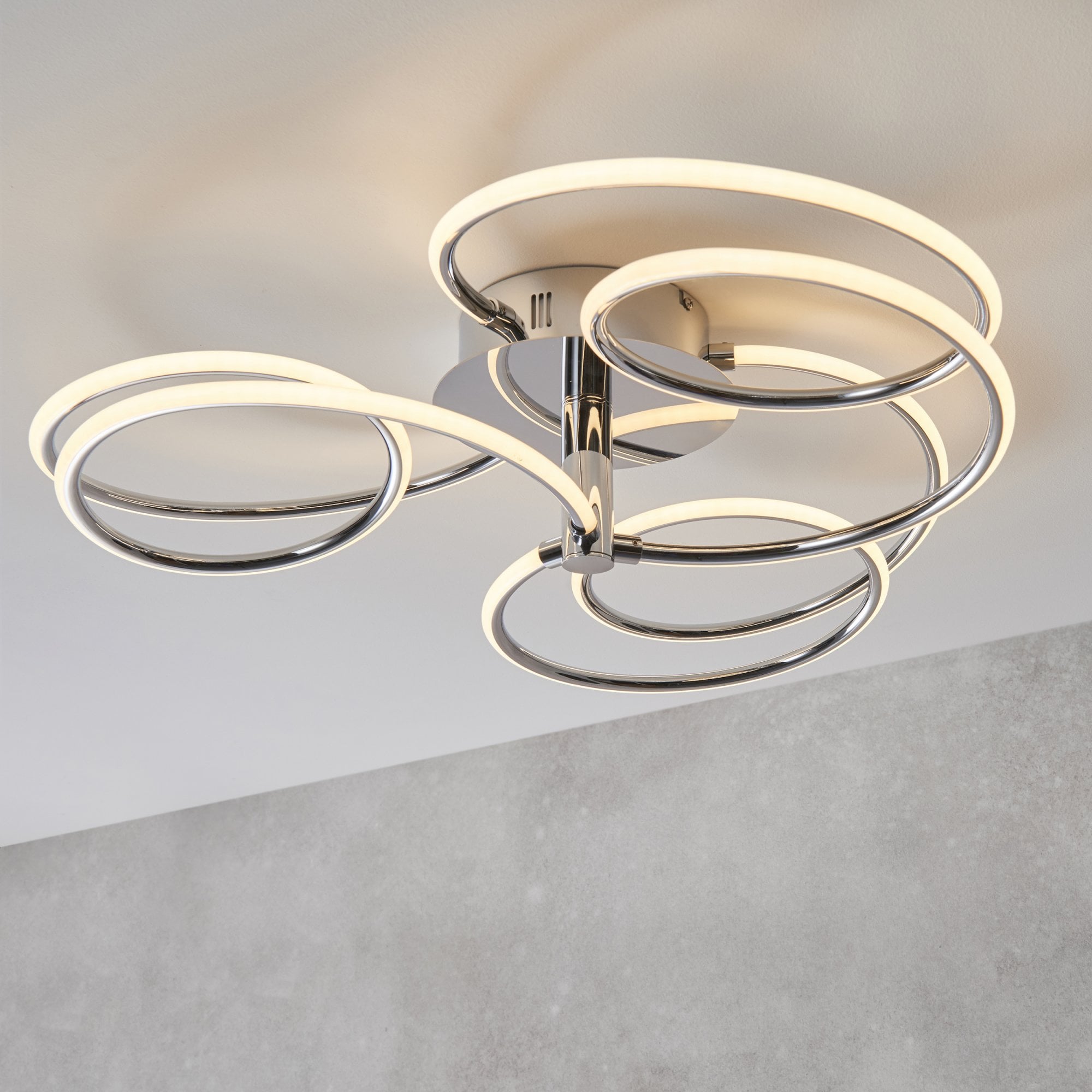 Endon Eterne 3 Light Semi Flush Fitting  - Chrome Plate & White Silicone