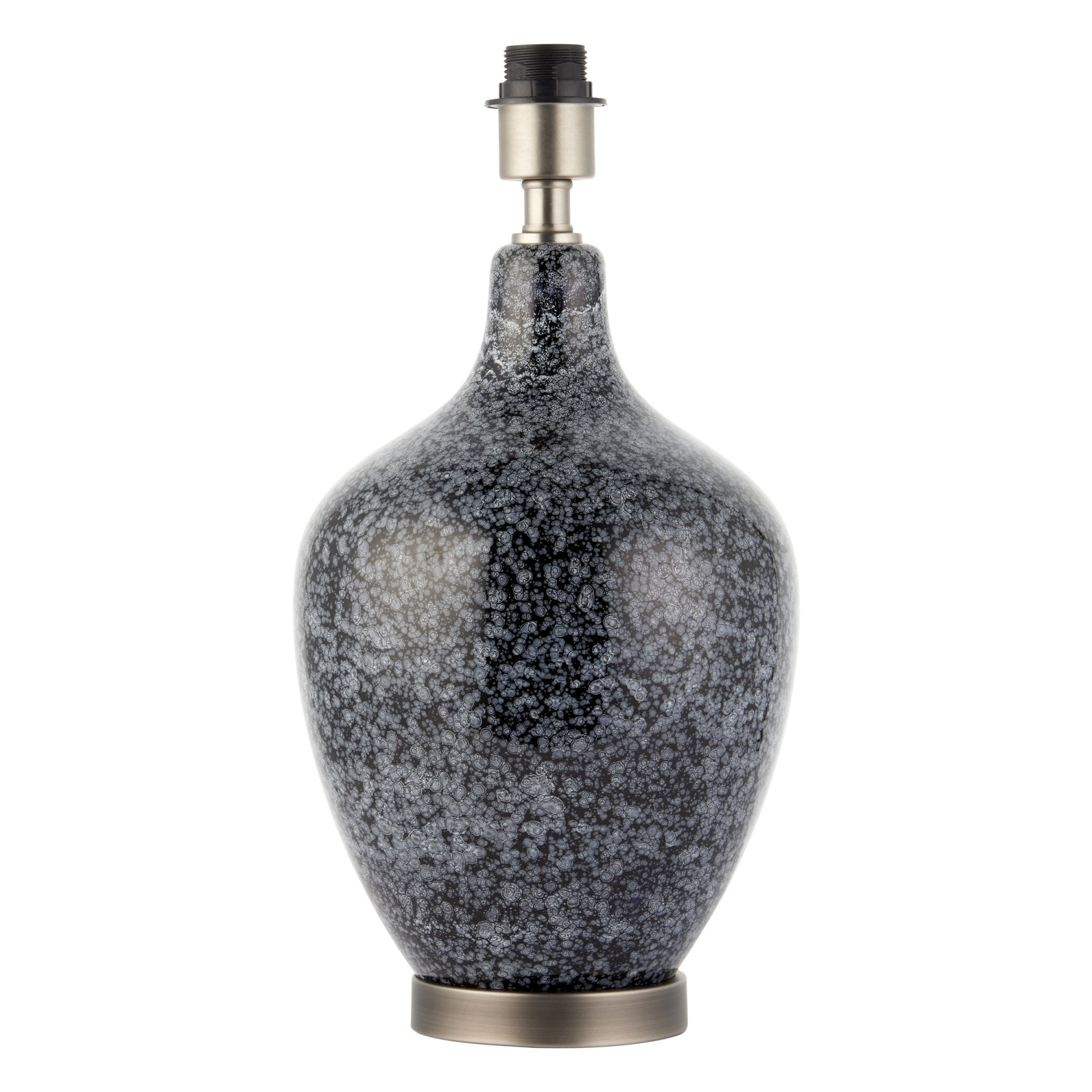 Endon Ilsa Single Light Table Lamp - Grey & Silver Black Painted Glass & Matt Nickel Plate