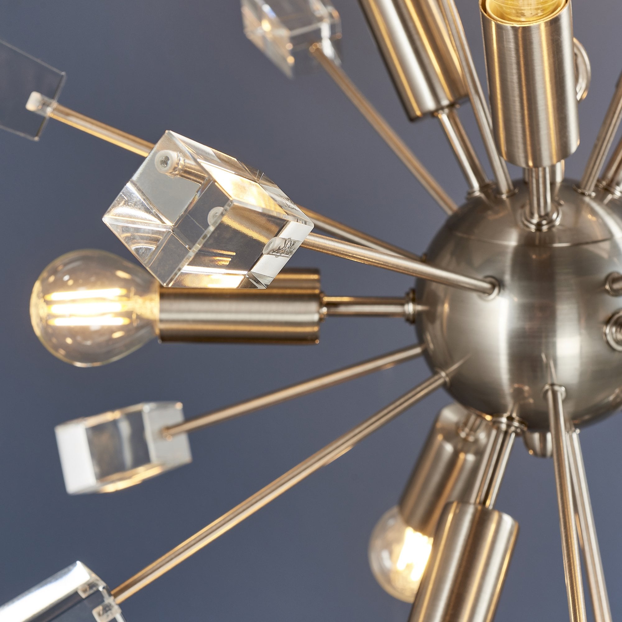 Endon Miro 9 Light Pendant - Satin Nickel Plate & Clear Crystal