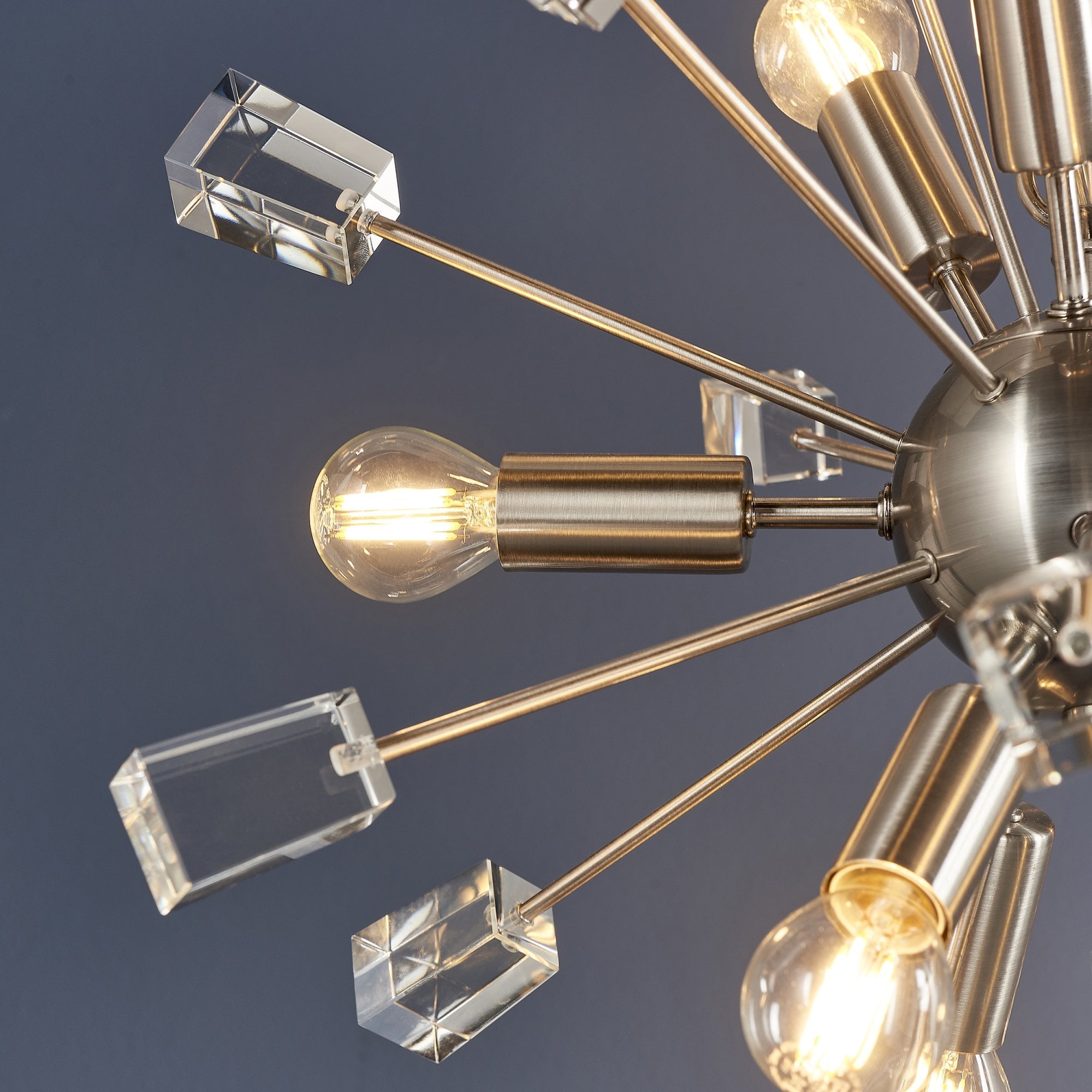 Endon Miro 9 Light Pendant - Satin Nickel Plate & Clear Crystal