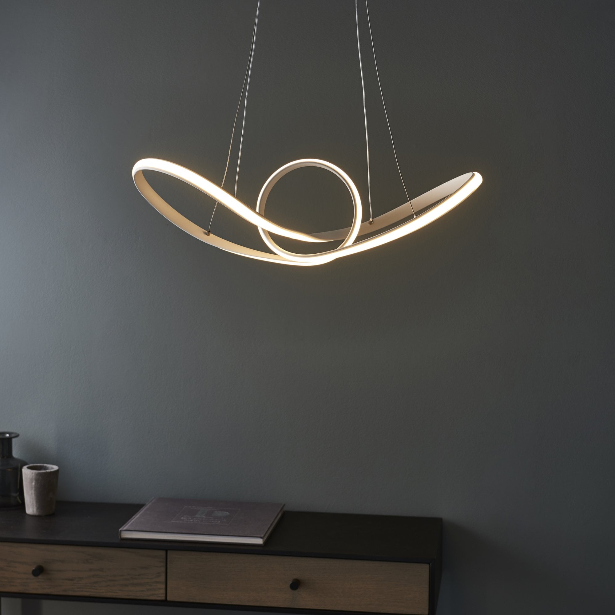 Endon Paradox Single Light Pendant - Matt White Paint & White Acrylic