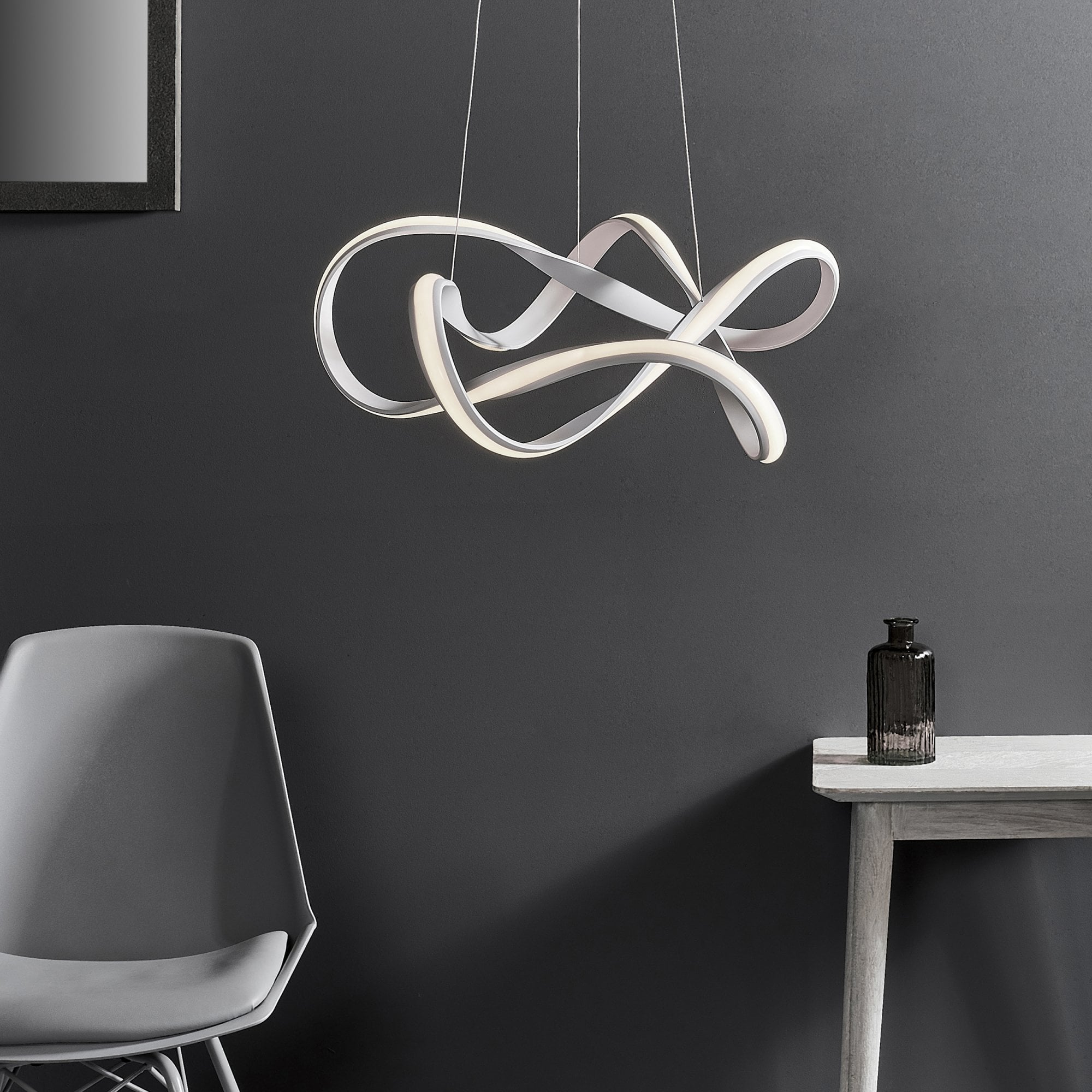 Endon Synergy Single Light Pendant - Textured White Paint & White Silicone