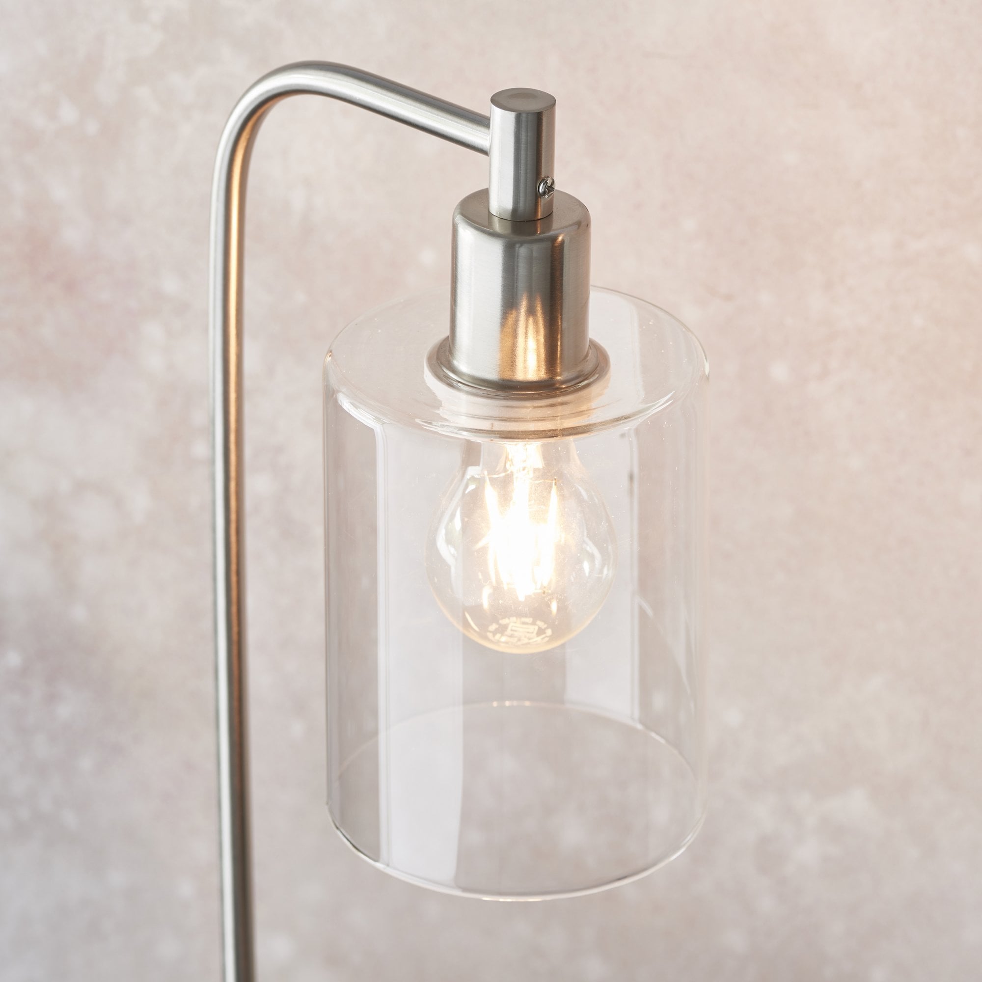 Endon Toledo Single Light Table Lamp - Brushed Nickel Plate & Clear Glass