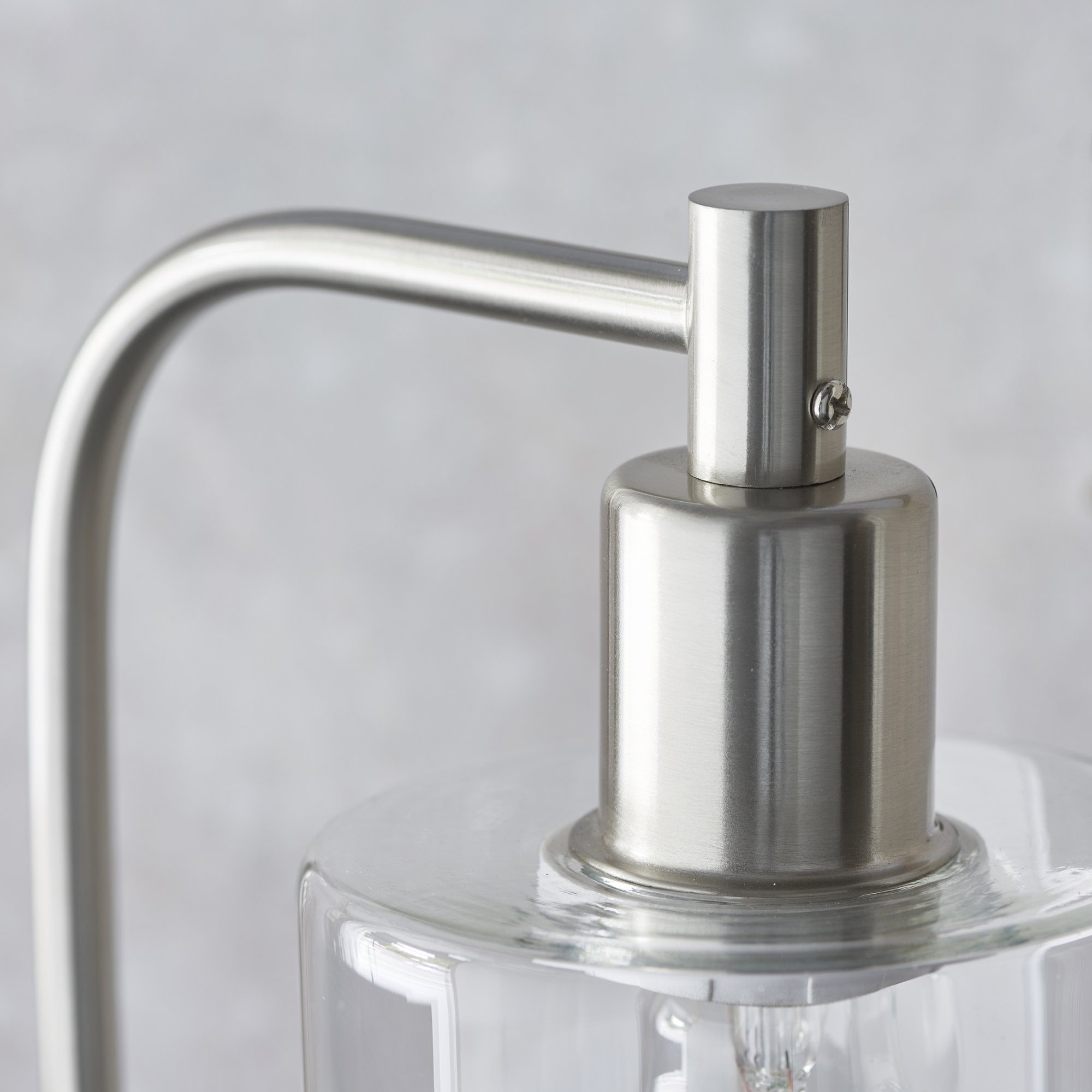 Endon Toledo Single Light Table Lamp - Brushed Nickel Plate & Clear Glass