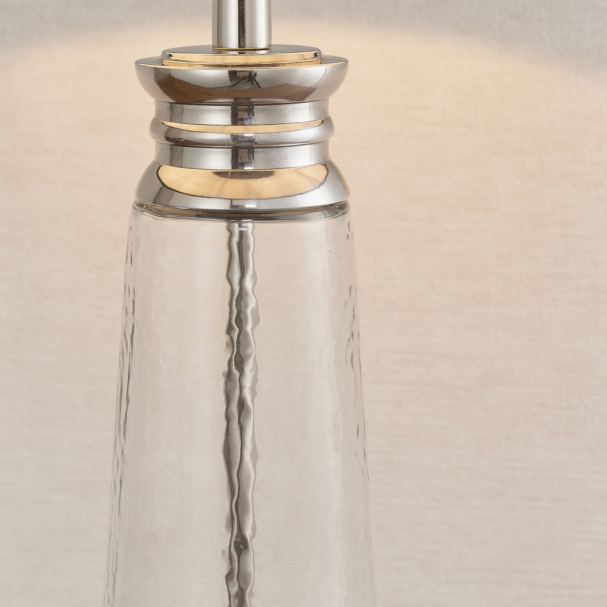 Endon Winslet Single Light Table Lamp - Clear Hammered Glass & Teal Velvet