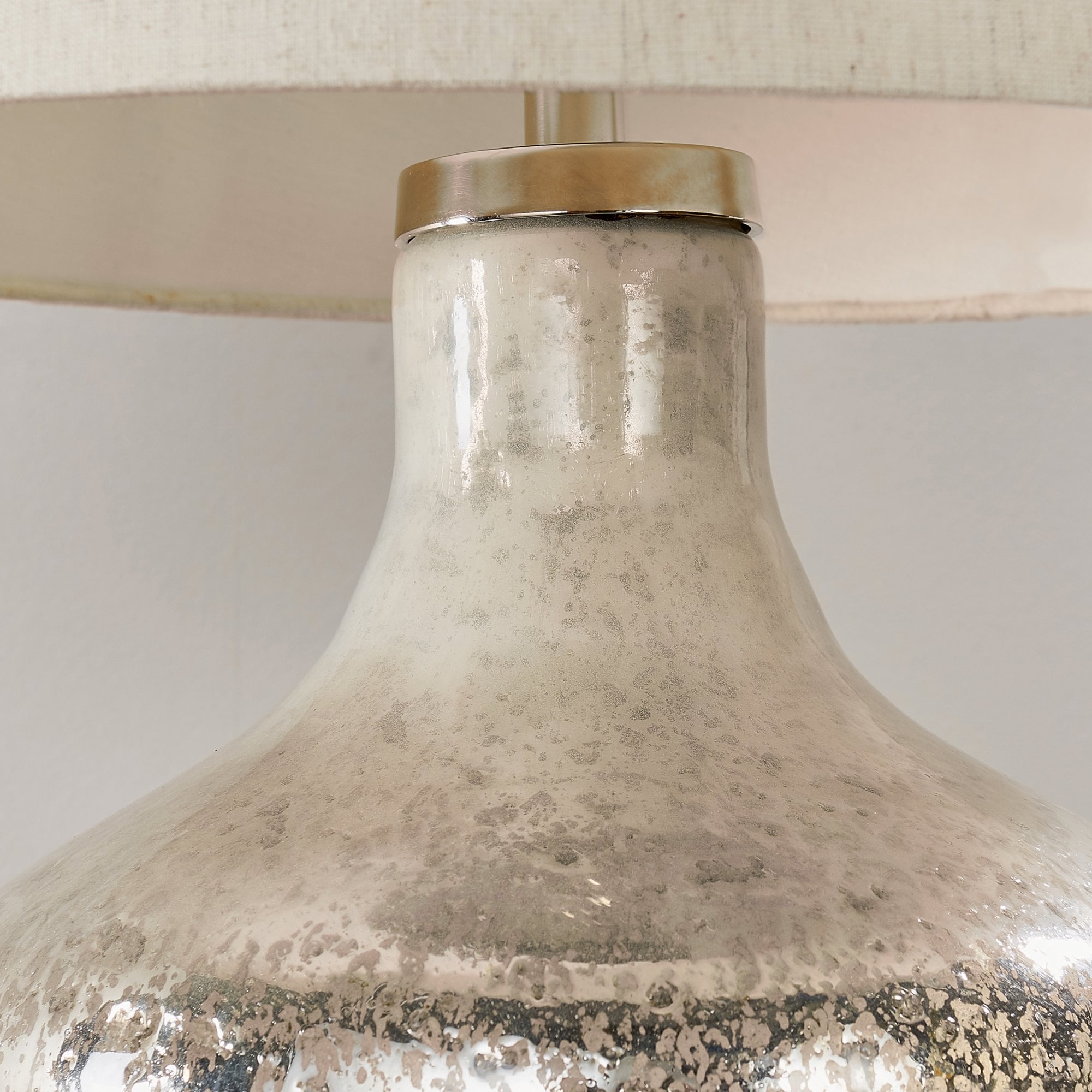 Endon Meteora Single Light Table Lamp - Pearl Ombre Foil & Vintage White Linen