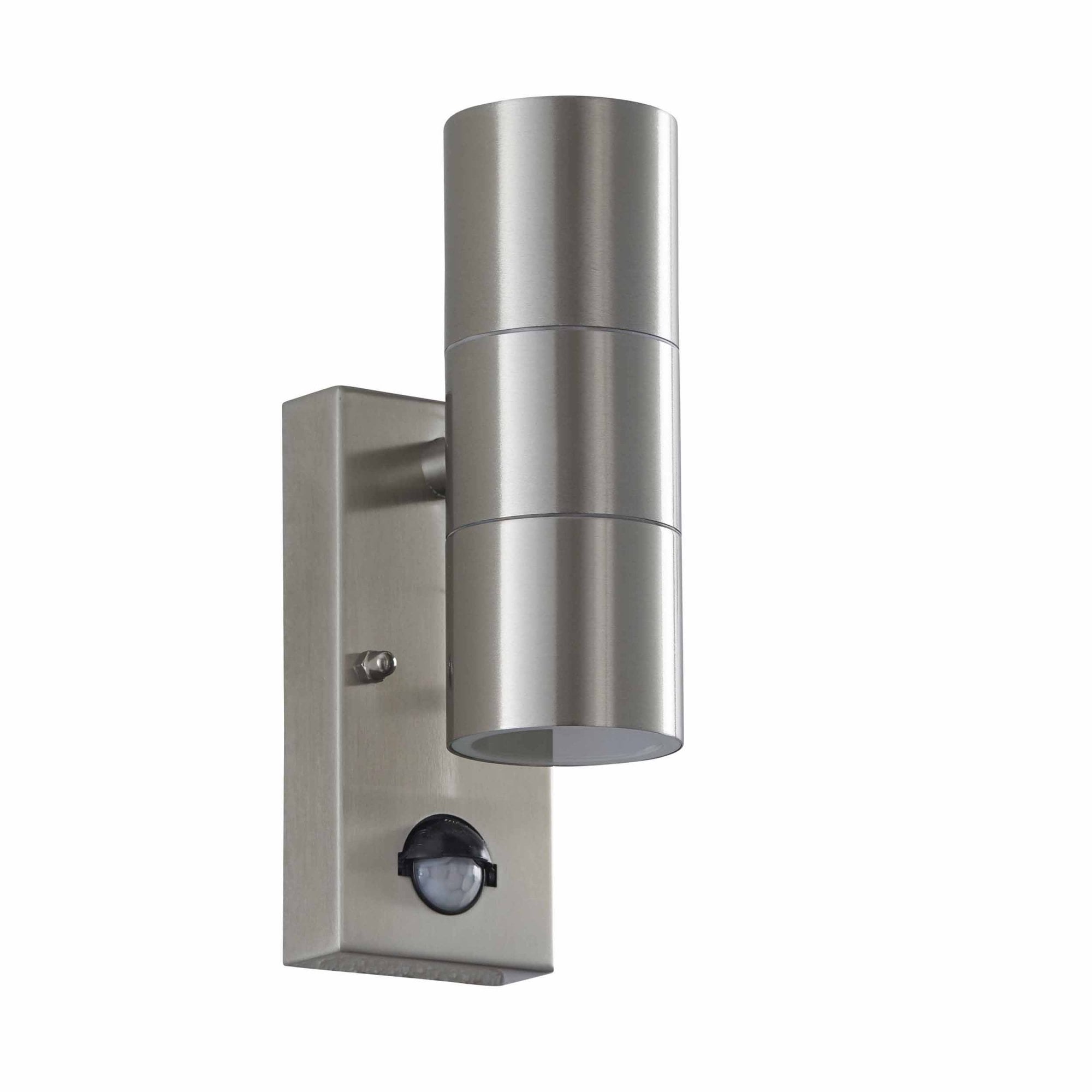 Endon Canon Pir 2 Light Wall Light - Polished Stainless Steel & Clear Glass