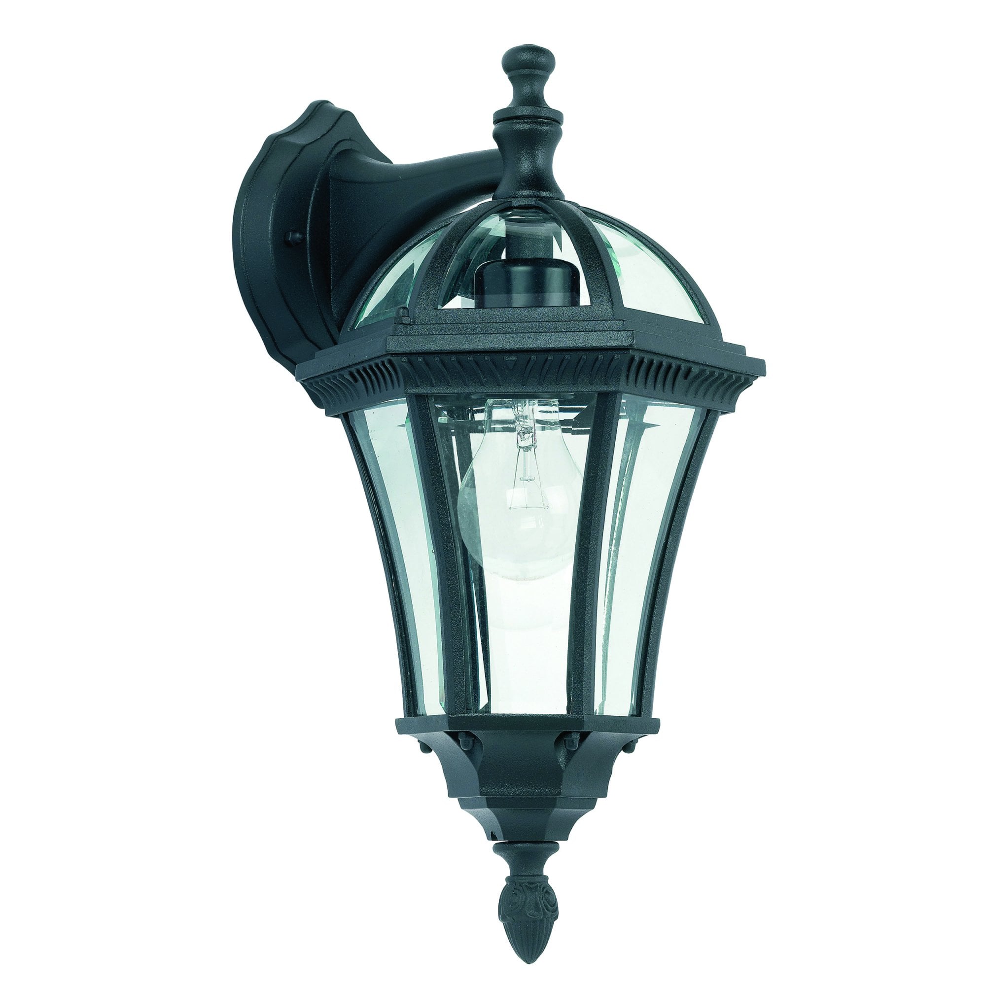 Endon Drayton Single Light Wall Down Light - Textured Black & Clear Glass