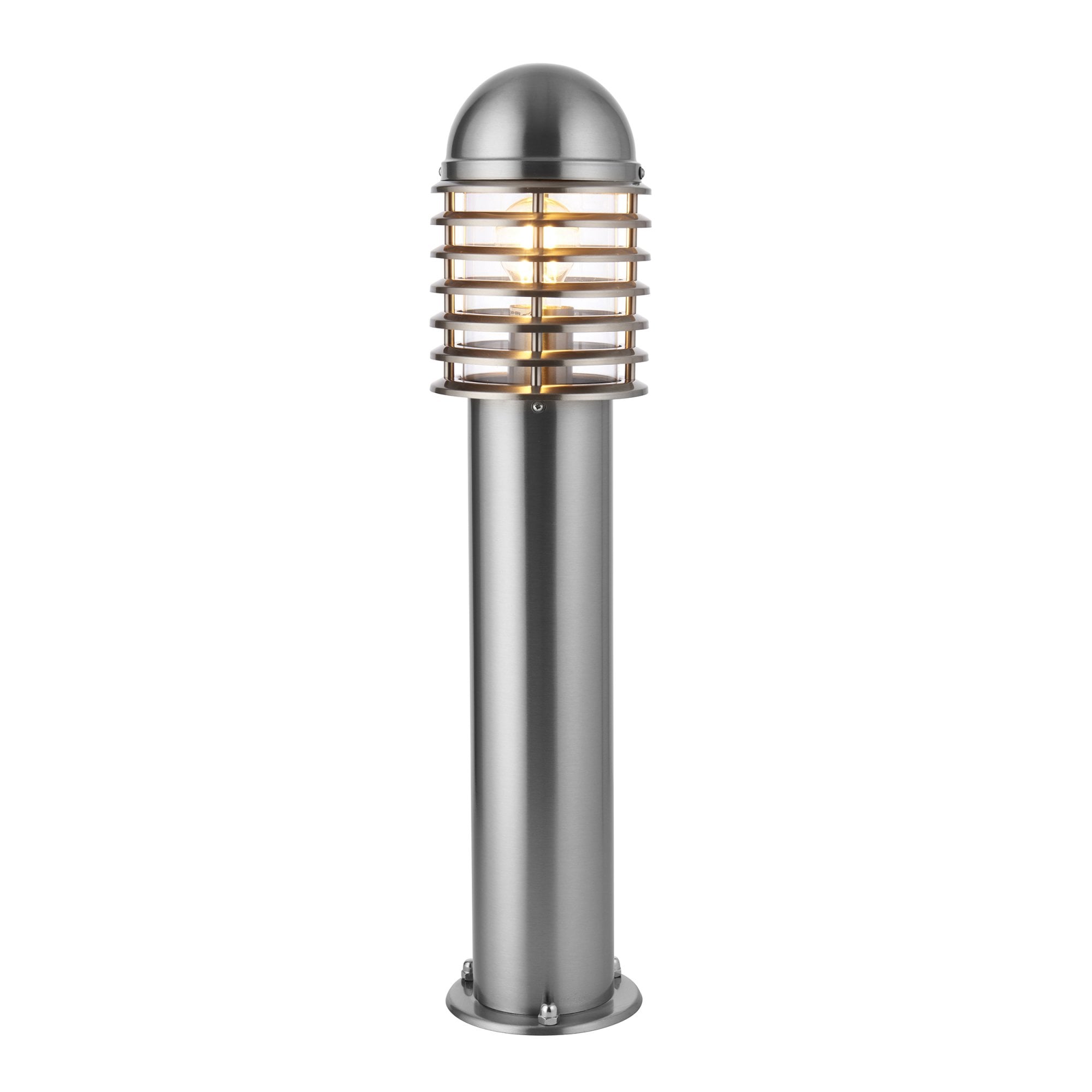Endon Louvre Single Light Post Light - Polished Stainless Steel & Clear Pc