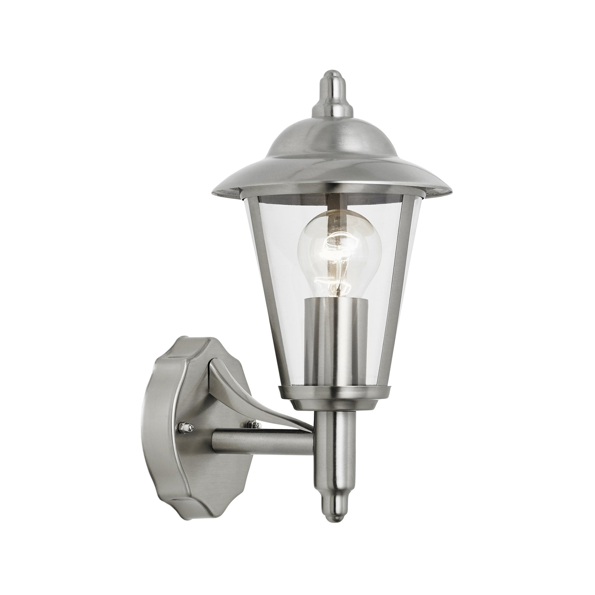 Endon Klien Single Light Up Wall Light - Polished Stainless Steel & Clear Pc