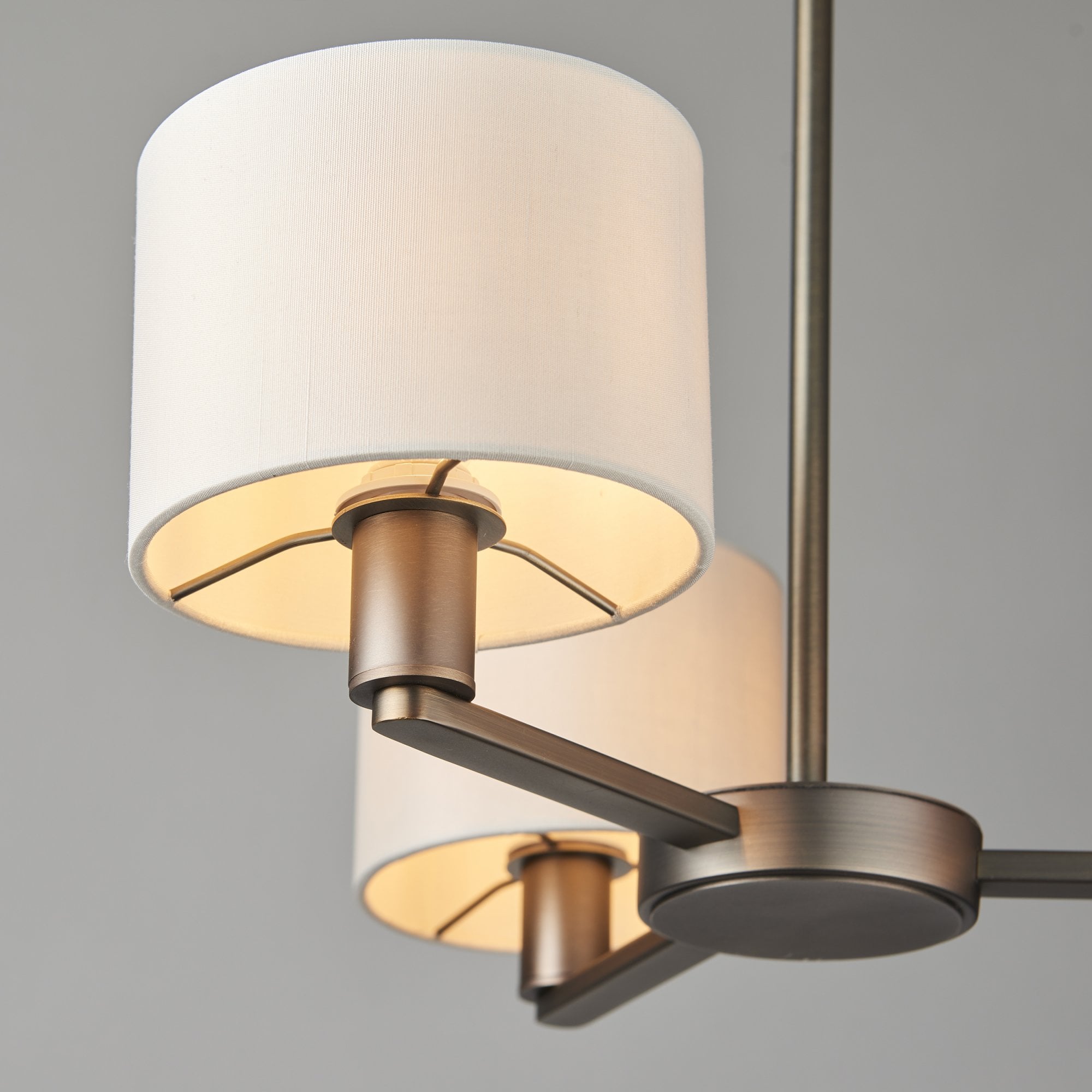 Endon Daley 3 Light Arm Pendant - Antique Bronze Plate & Marble Fabric