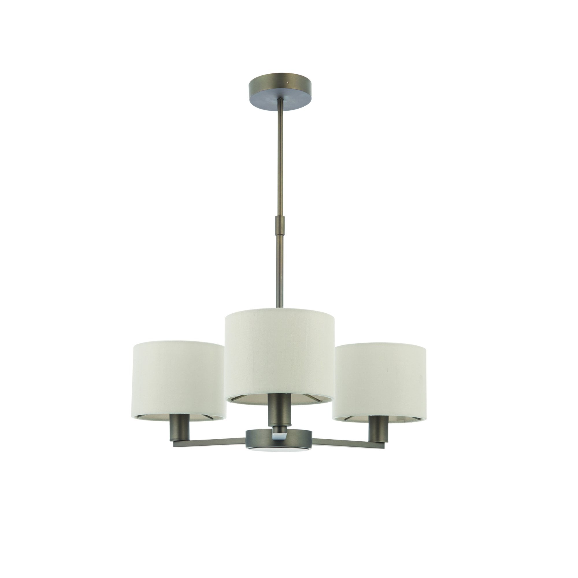Endon Daley 3 Light Arm Pendant - Antique Bronze Plate & Marble Fabric