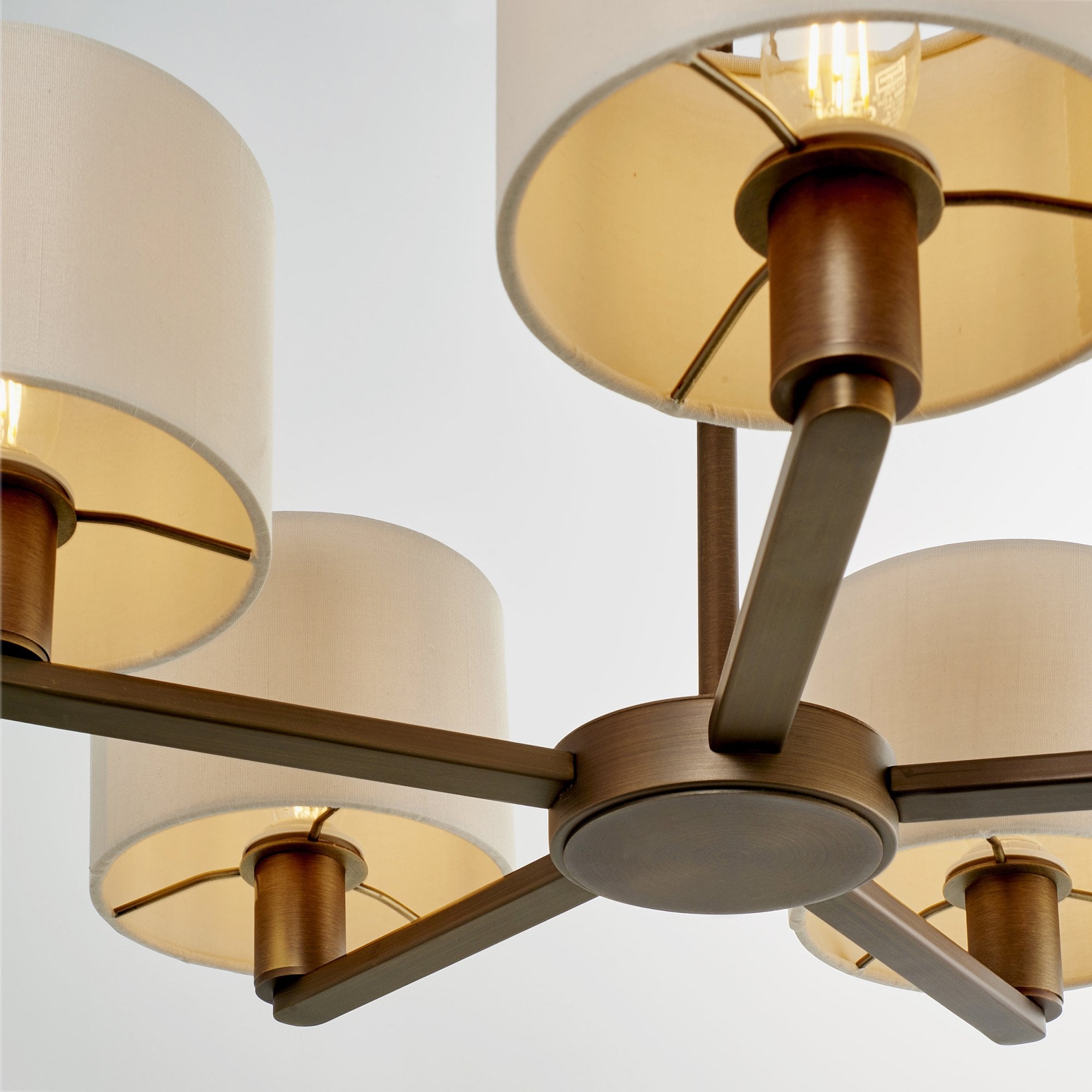 Endon Daley 5 Light Arm Pendant - Antique Bronze Plate & Marble Fabric