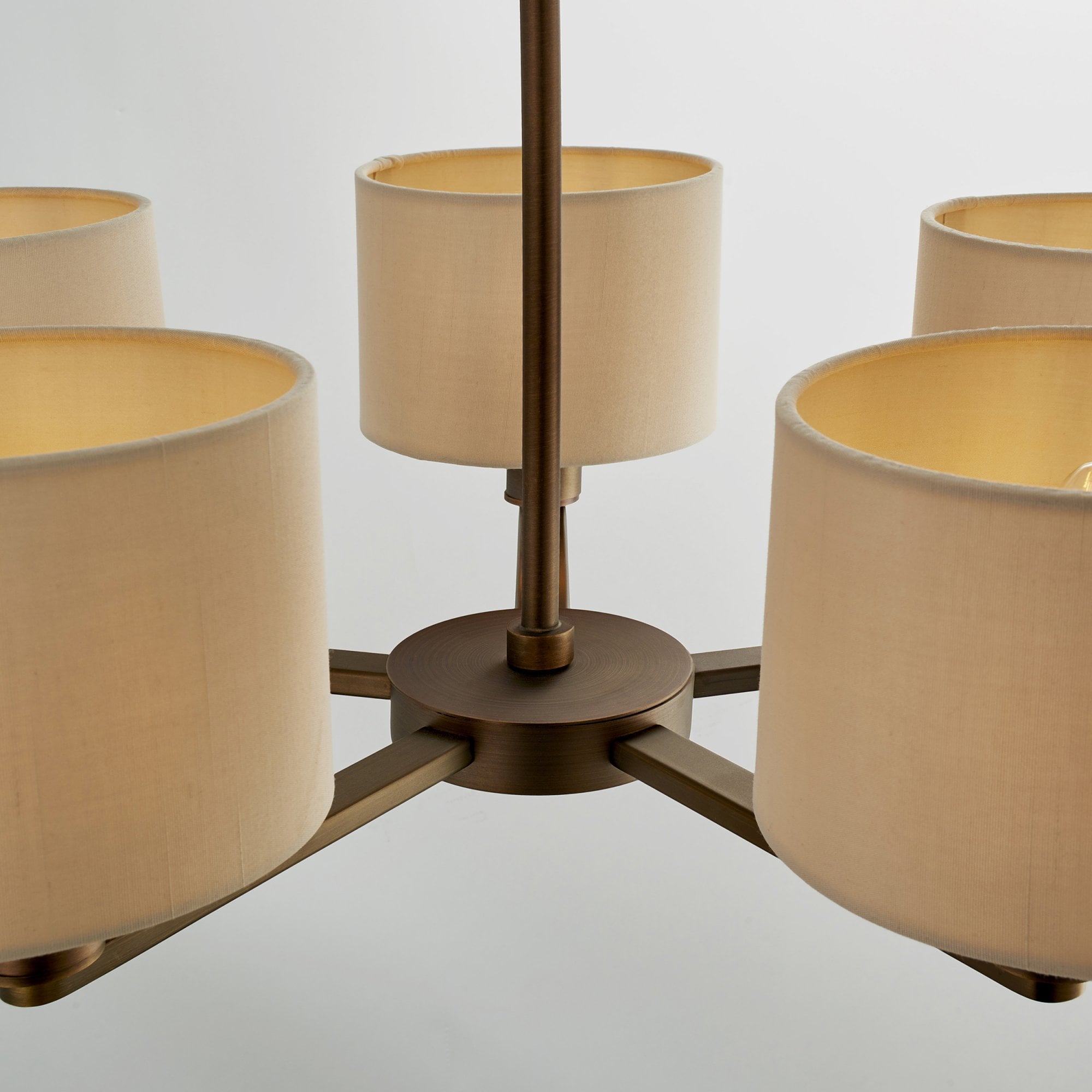 Endon Daley 5 Light Arm Pendant - Antique Bronze Plate & Marble Fabric