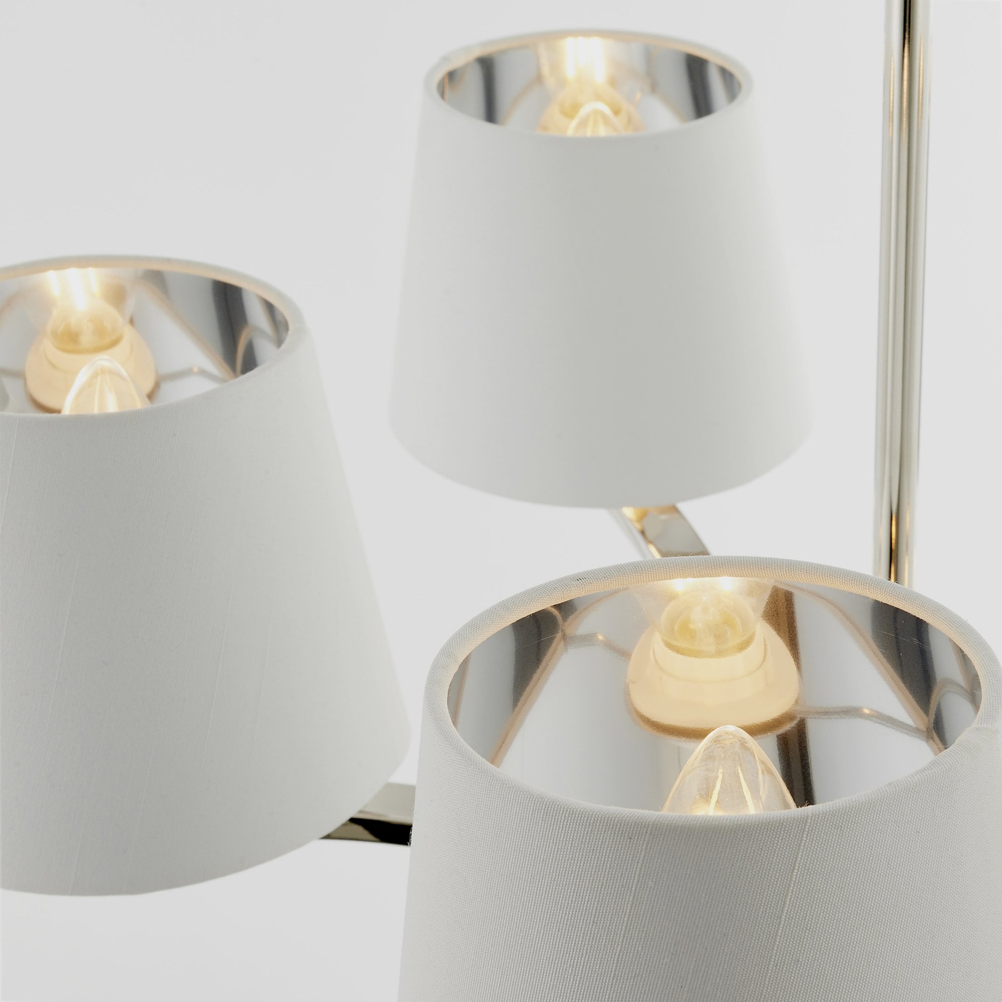Endon Harvey 5 Light Pendant - Bright Nickel Plate & Vintage White Fabric