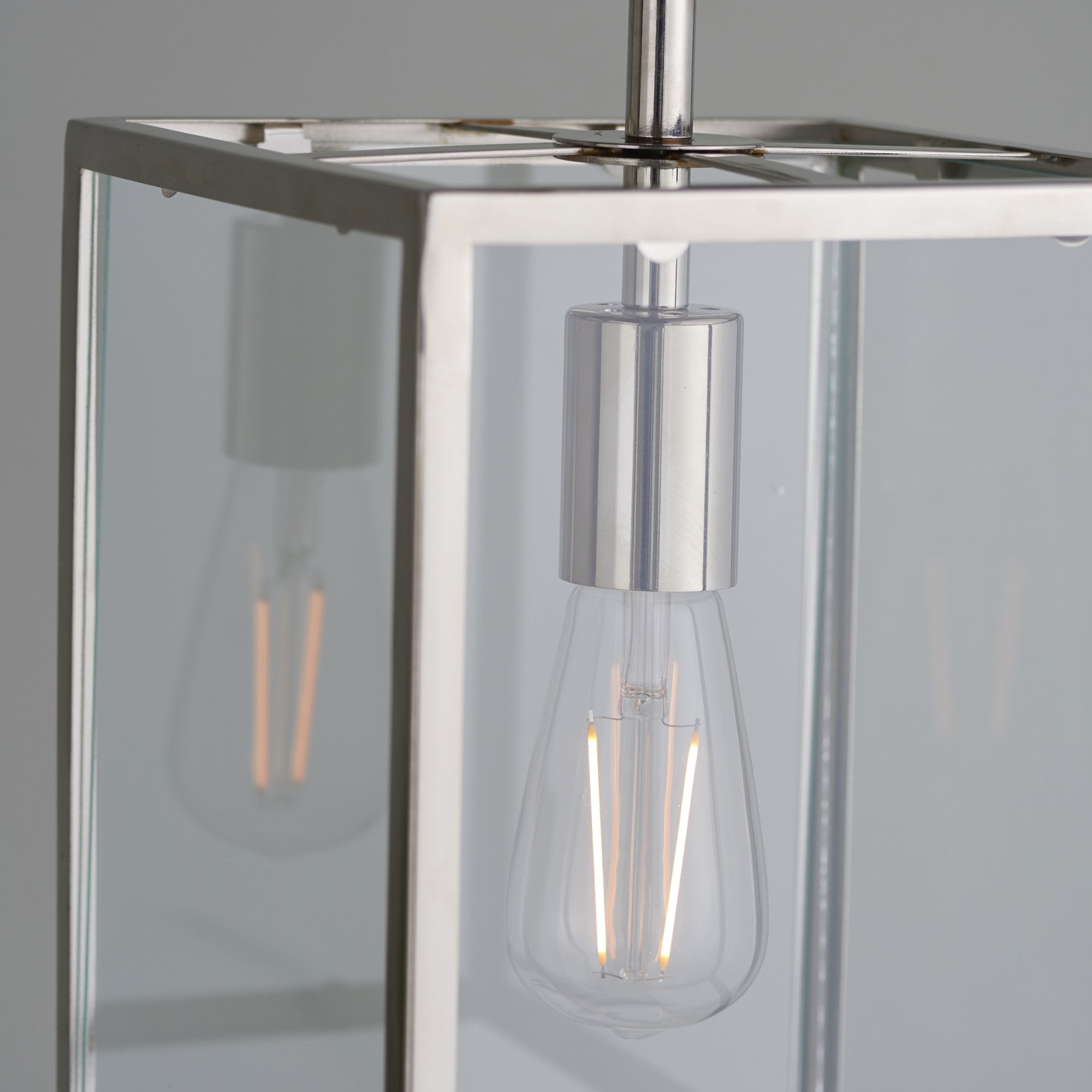 Endon Hadden Single Light Pendant - Bright Nickel Plate & Clear Glass