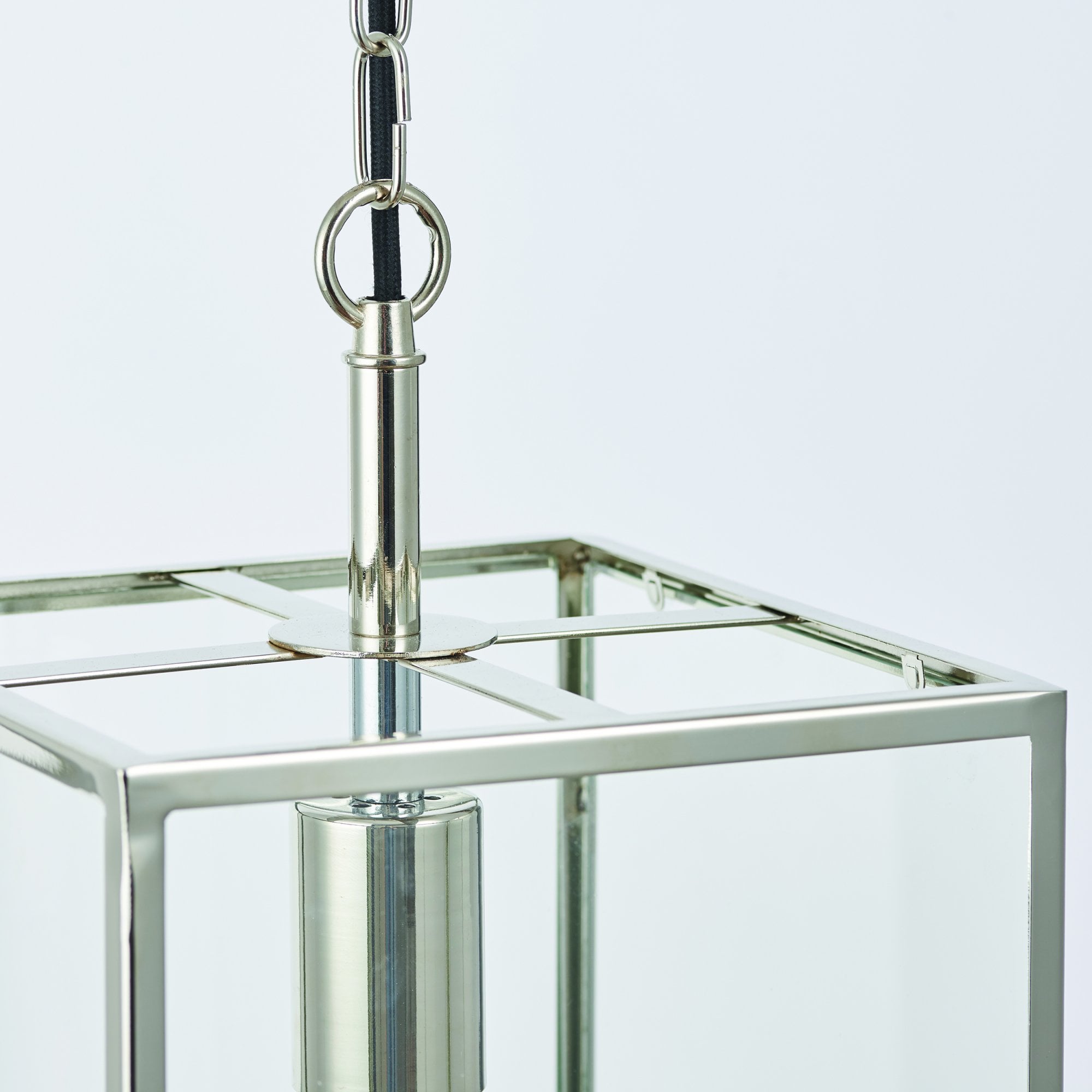 Endon Hadden Single Light Pendant - Bright Nickel Plate & Clear Glass