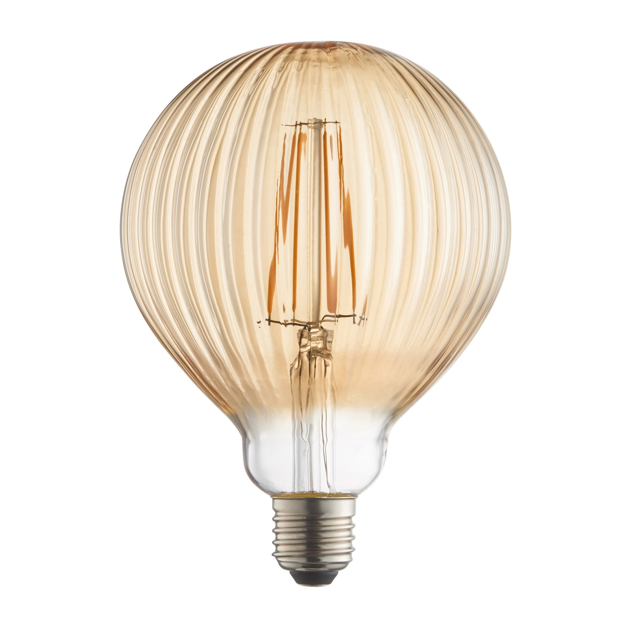 Endon Ribb Single E27 LED 4W Bulb - 2000K - Non-Dimmable - Amber Glass