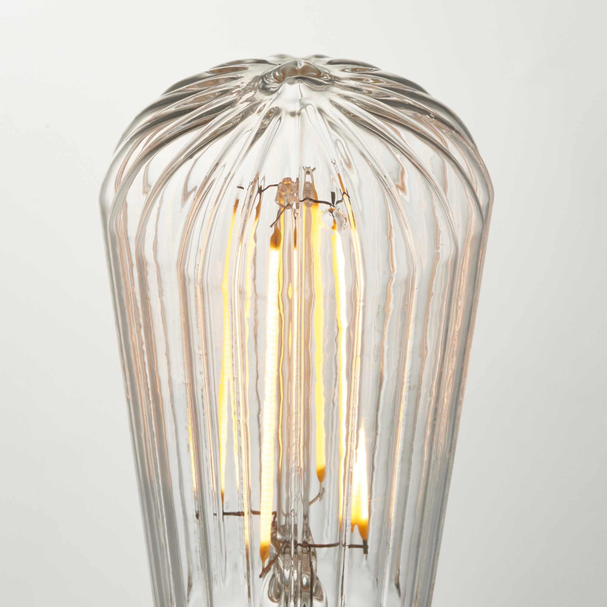 Endon Ribb Pear Single E27 LED 4W Bulb - 2200K - Non-Dimmable - Clear Glass