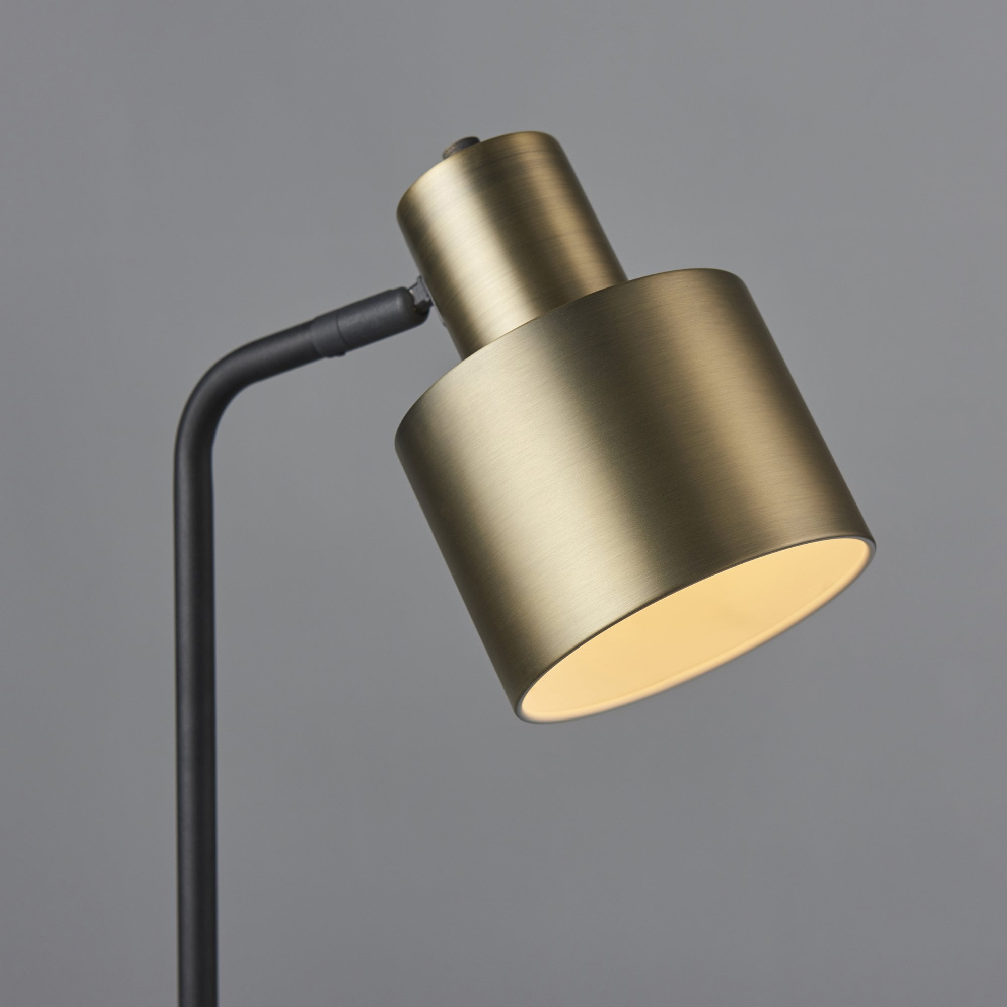 Endon Mayfield Task Single Light Table Lamp - Matt Antique Brass Plate & Matt Black