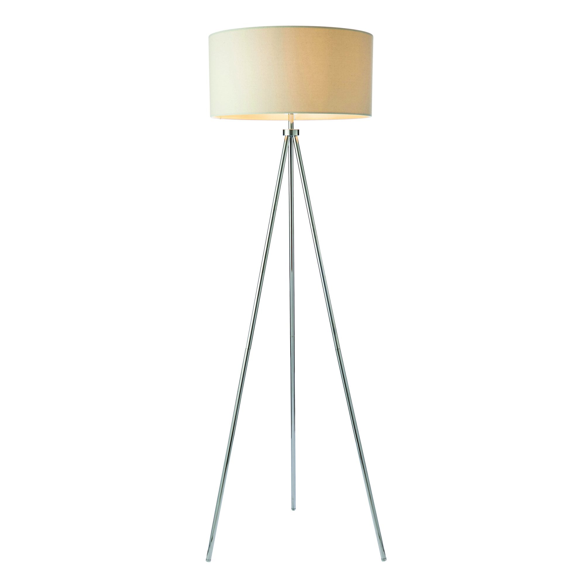 Endon Tri Single Light Floor Lamp  - Chrome Plate & Ivory Fabric