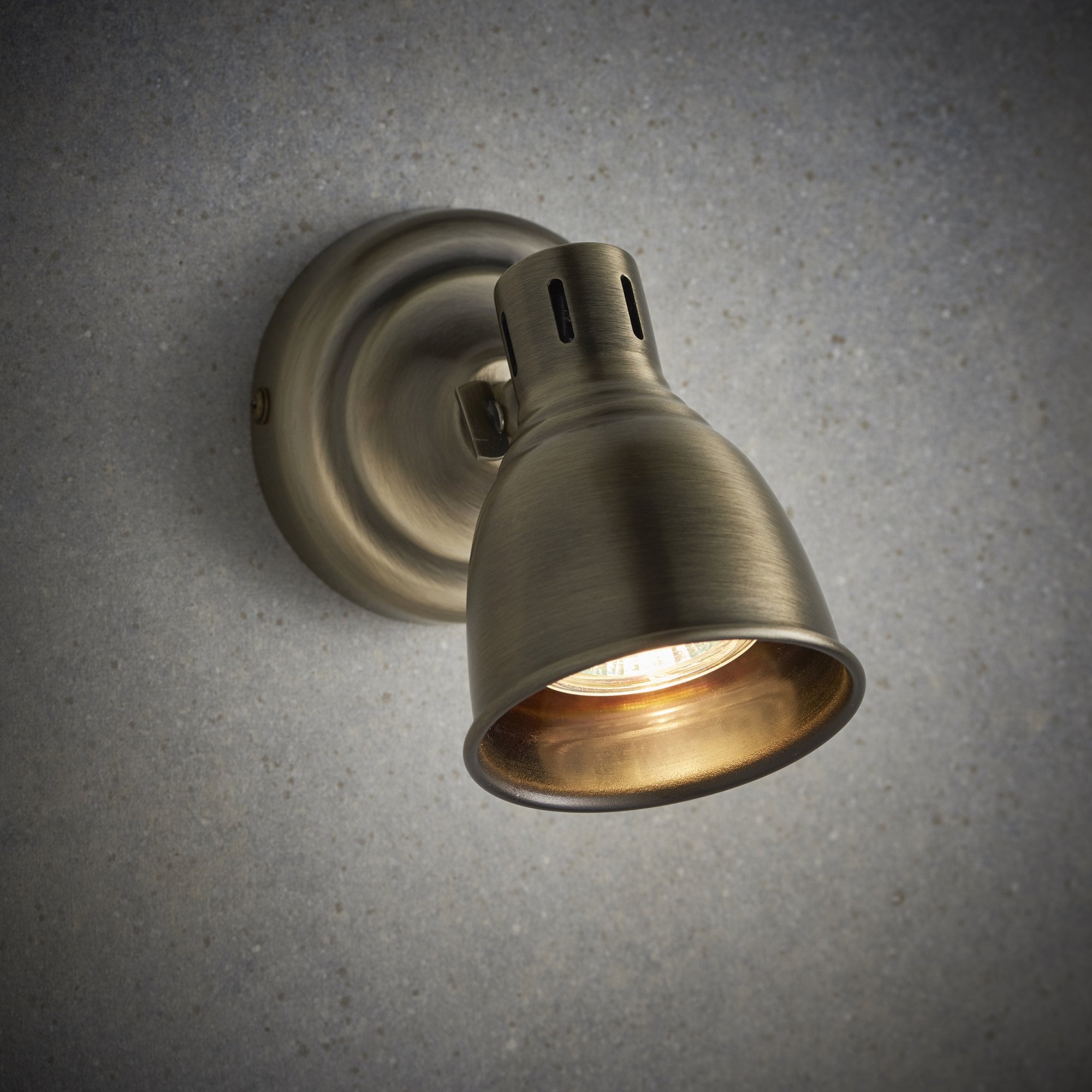 Endon Westbury Single Light Spot Light - Antique Brass Plate